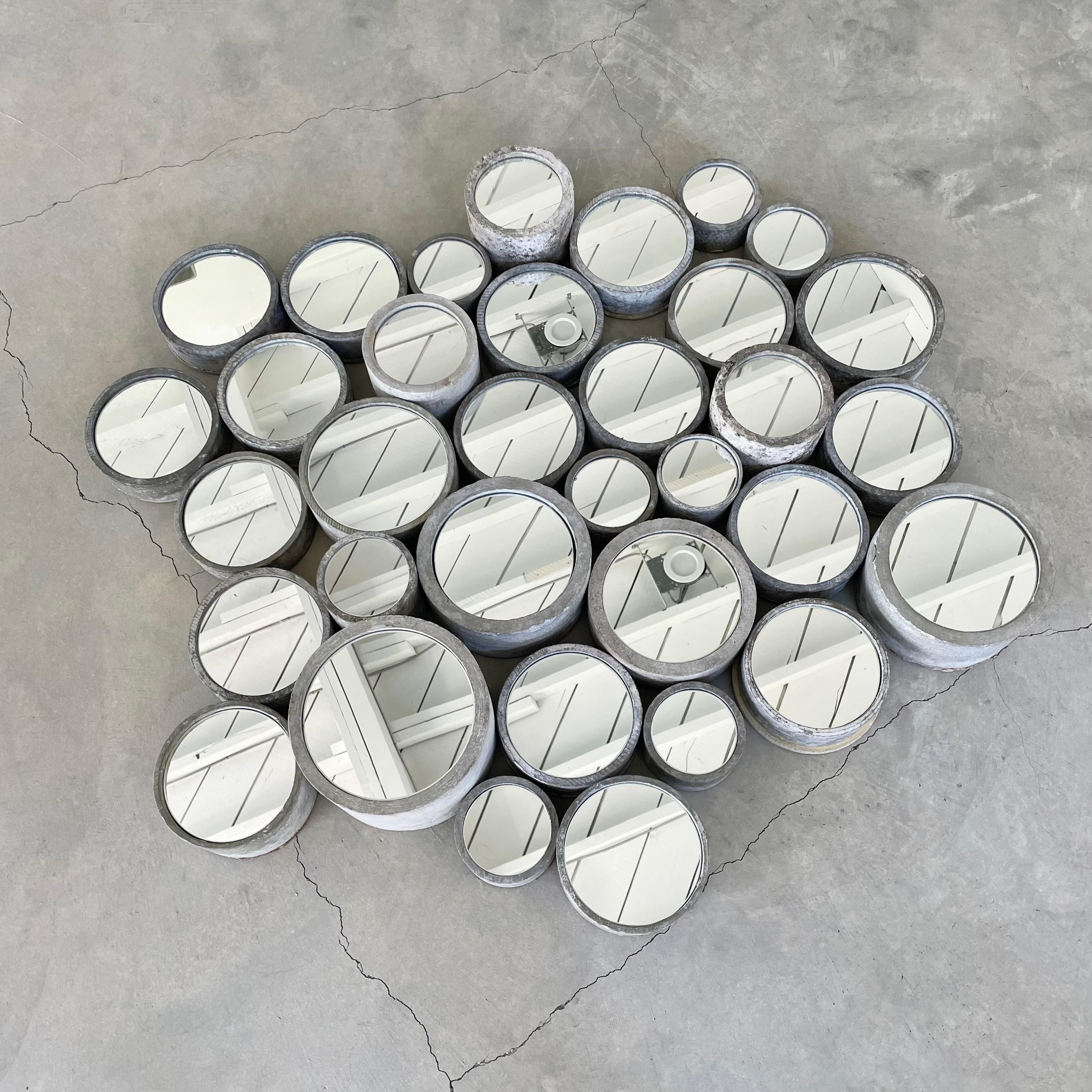 Cement Collection of 34 Willy Guhl Concrete Mirrors, 1960s Switzerland For Sale