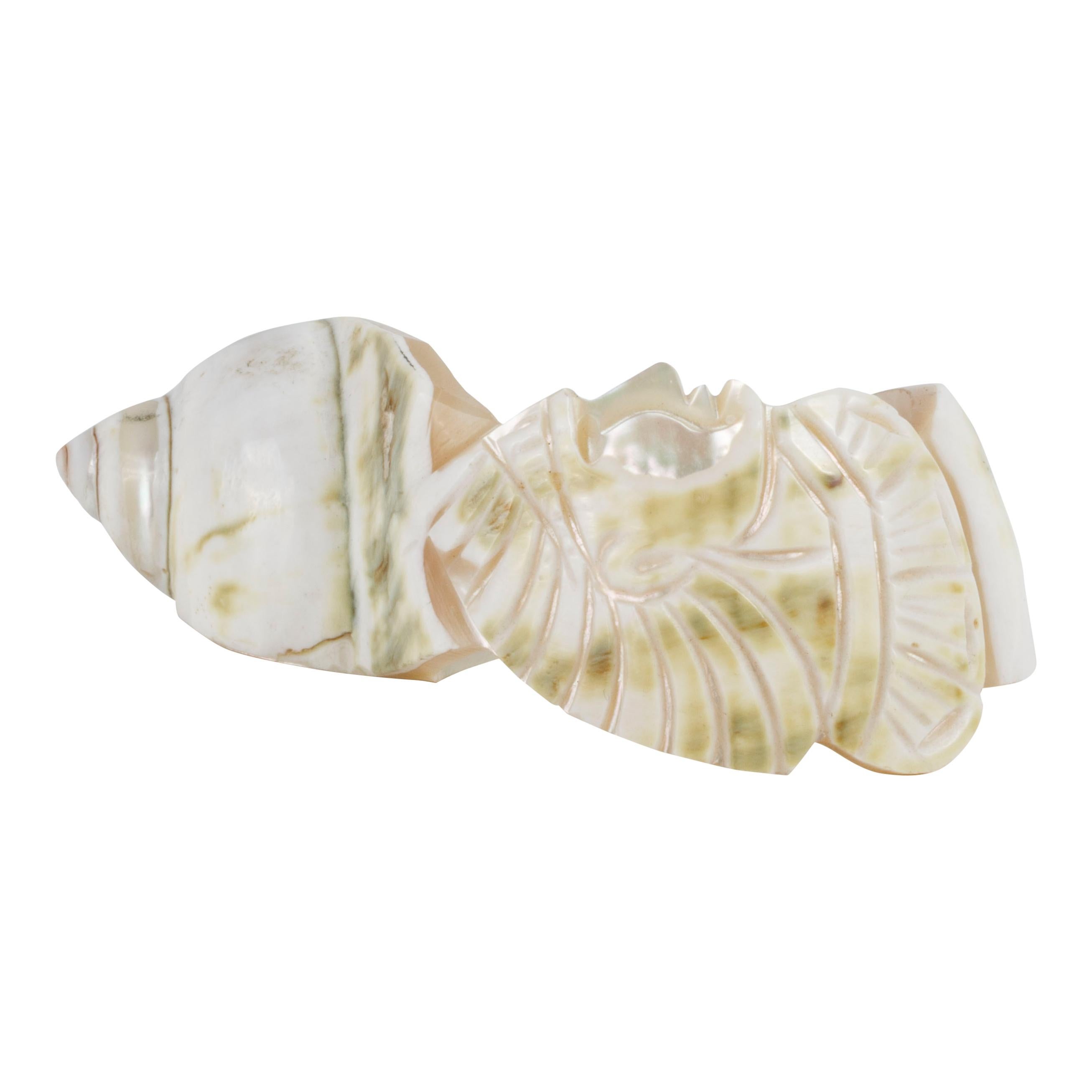 Women's or Men's Collection of 4 1890s Carved Conch Napkin Rings For Sale