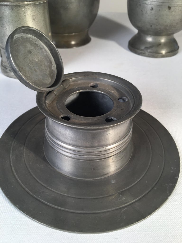 Collection Of 4 Antique Pewter Articles At 1stdibs