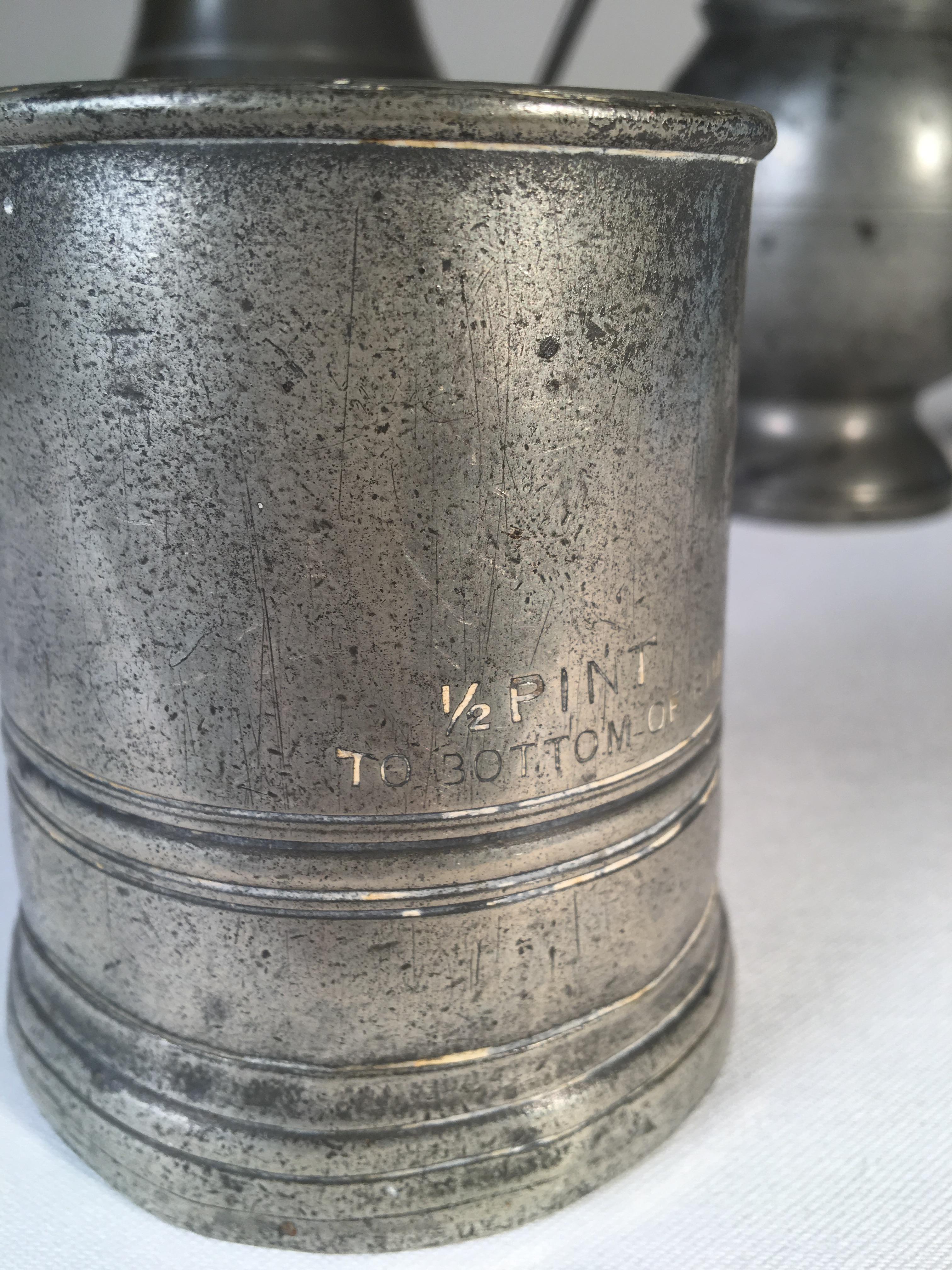 George III Collection of 4 Antique Pewter Articles