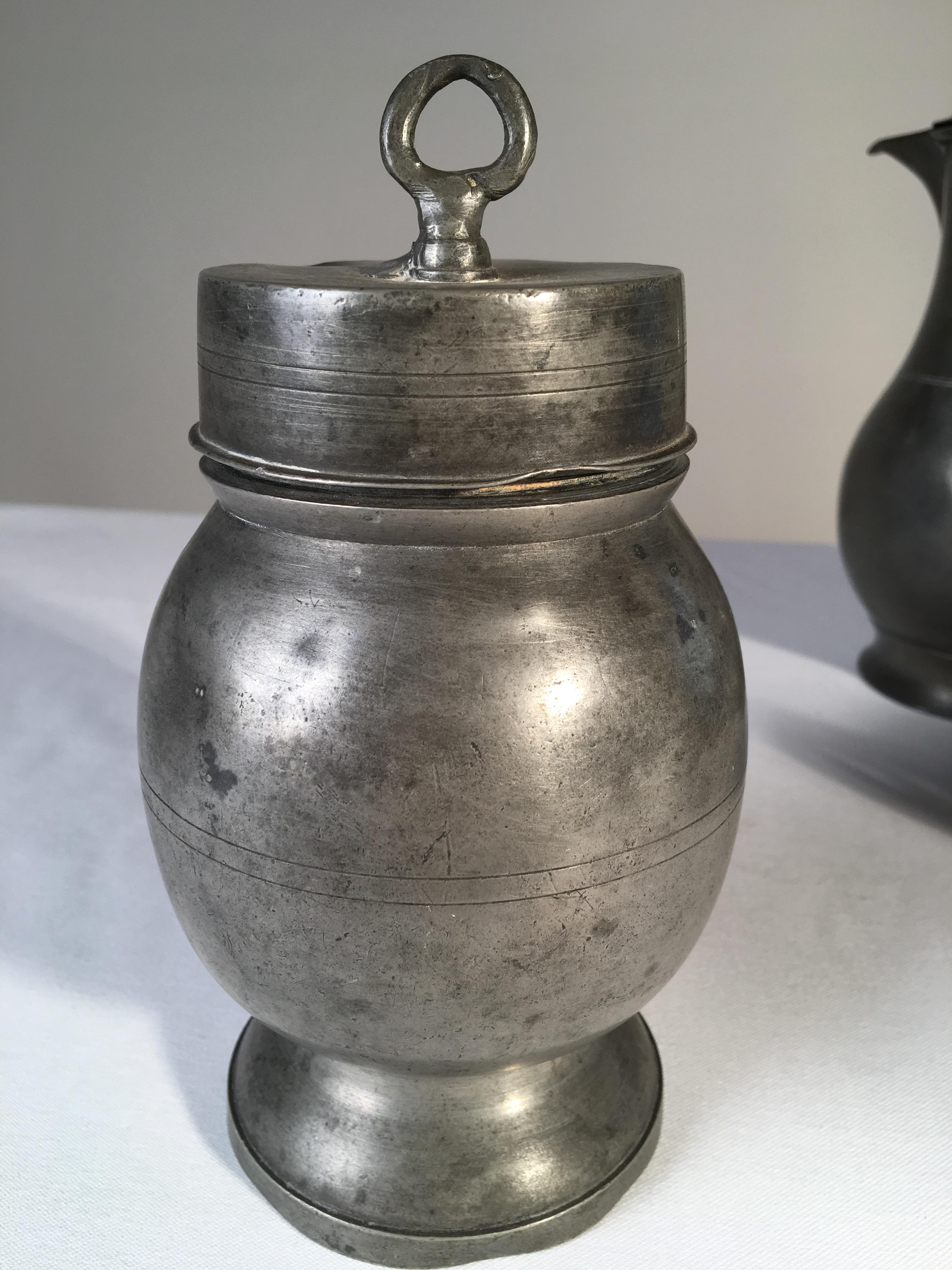 19th Century Collection of 4 Antique Pewter Articles