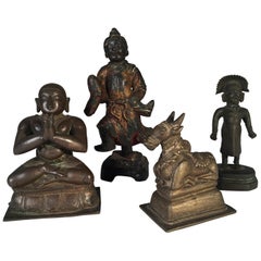 Collection of 4 Asian Bronze and Iron Deity Figures