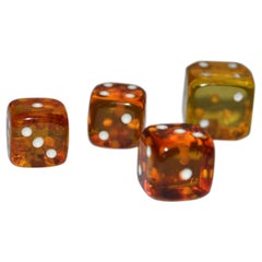 Collection of 4 Baltic Mid-Century Modern Natural Amber Dice