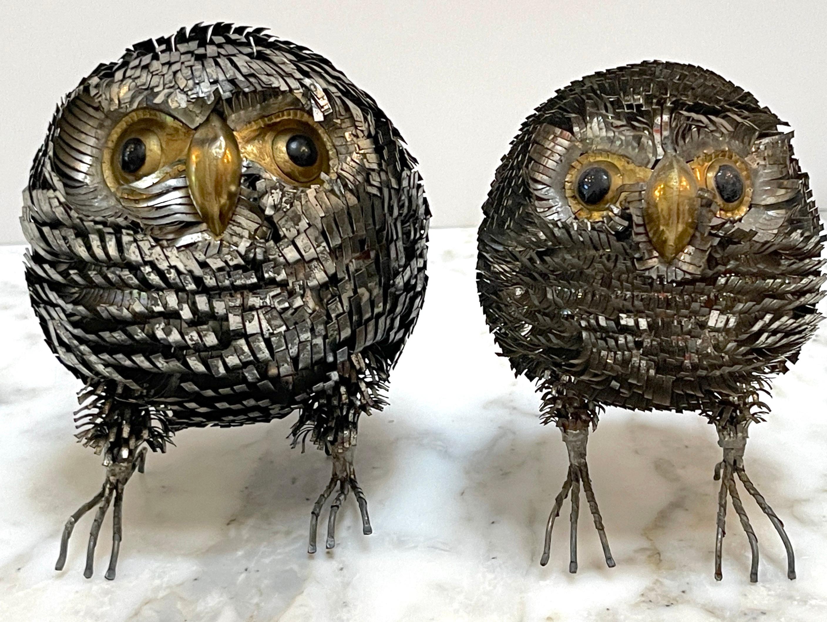 Collection of 4 Brutalist Metal Work Figures of Owls, Attrib. Sergio Bustamante 2