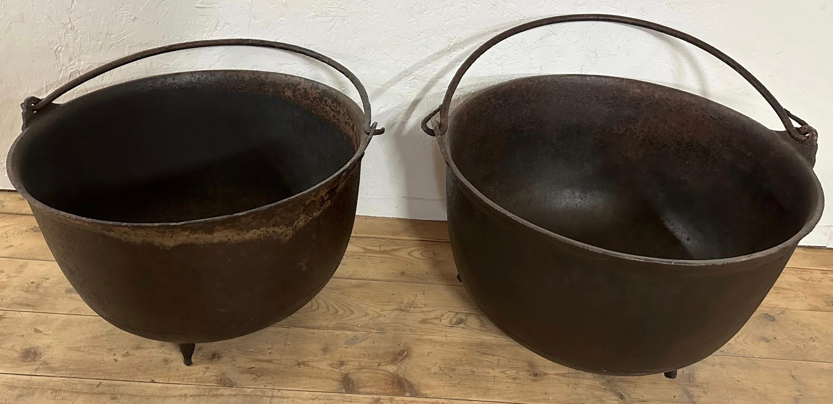 American Collection of 4 Cast Iron Cauldrons or Buckets For Sale