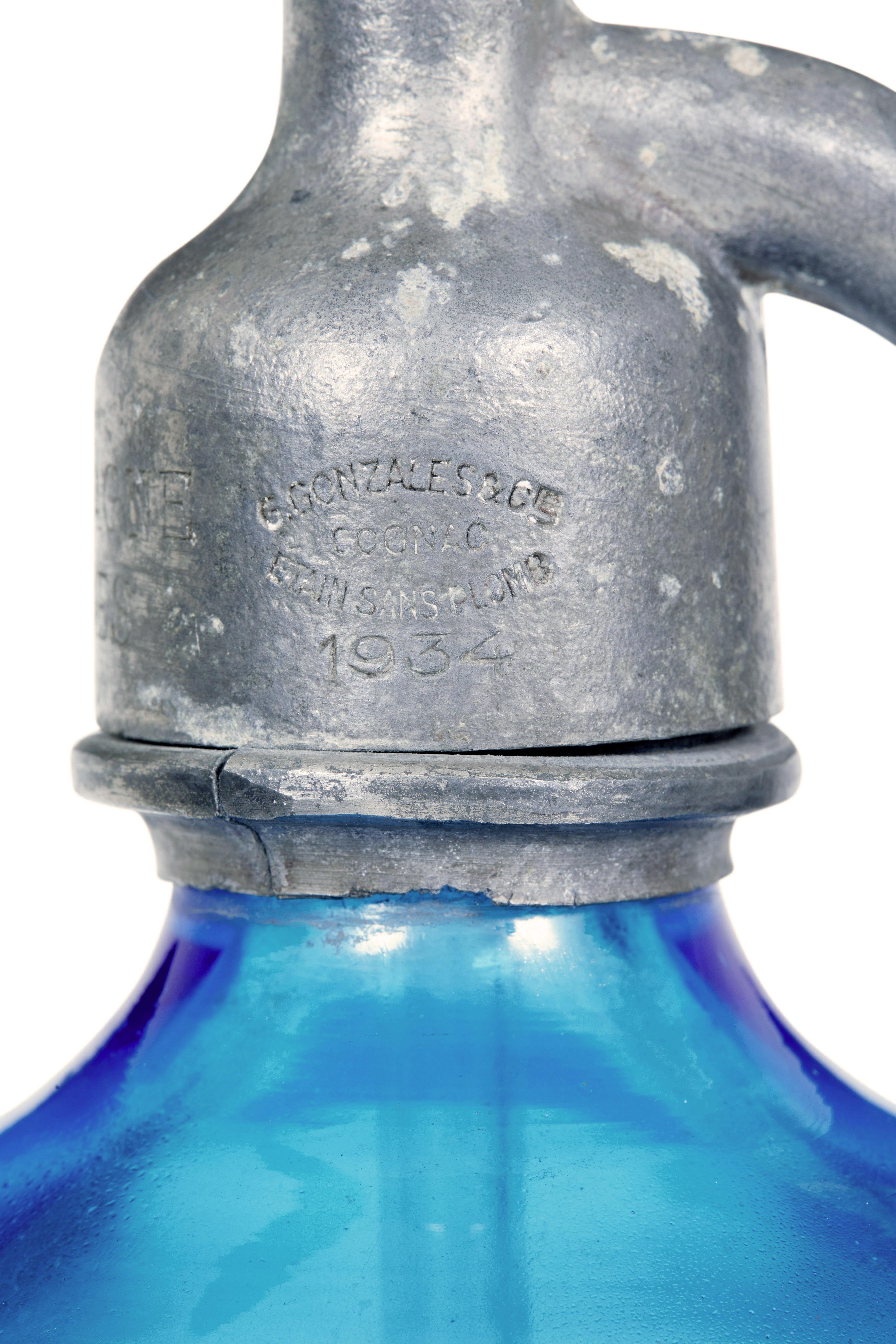 Collectional de 4 siphons à soda en verre gravé art déco français en vente 2