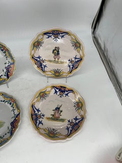 The Collective of 4 French Quimper Faience Pottery Figural Plates
