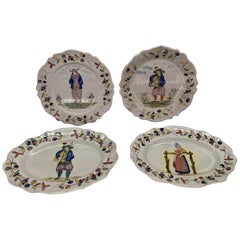 The Collective of 4 French Quimper Faience Pottery Figural Plates