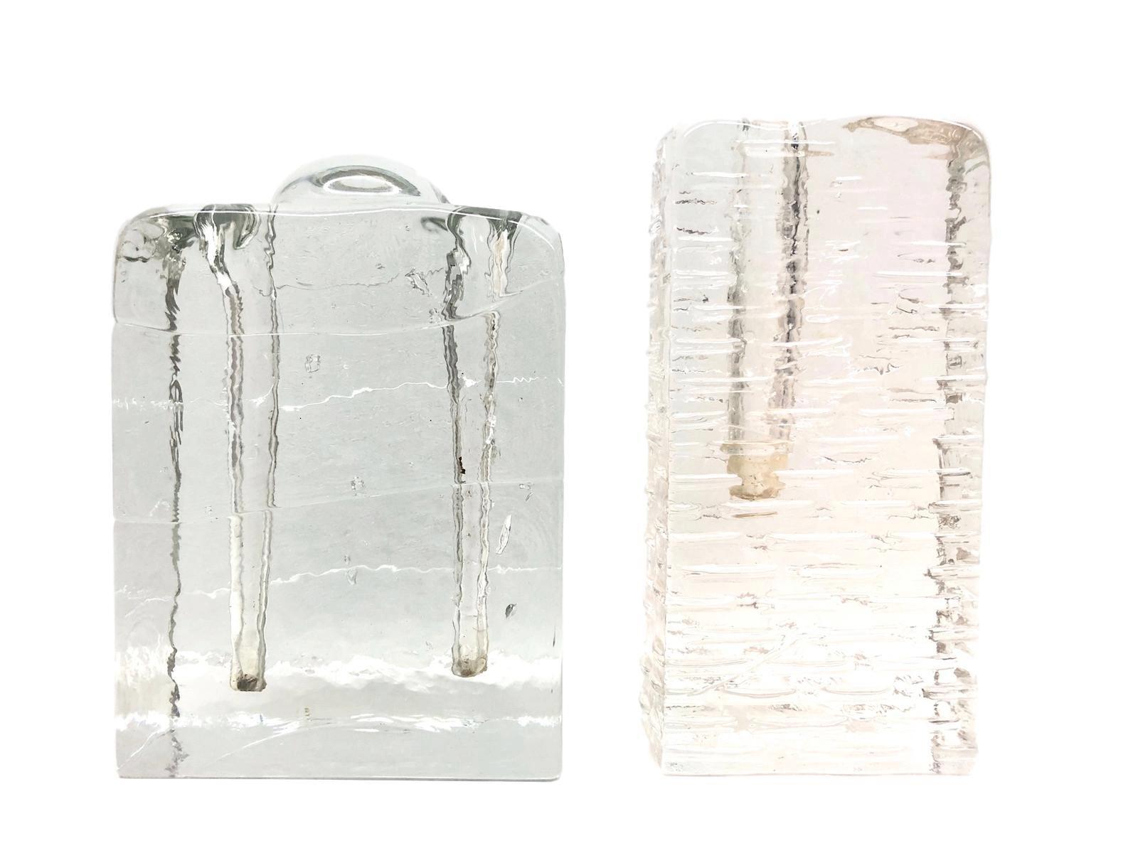 Mid-Century Modern Collection of 4 Ice Block Glass 