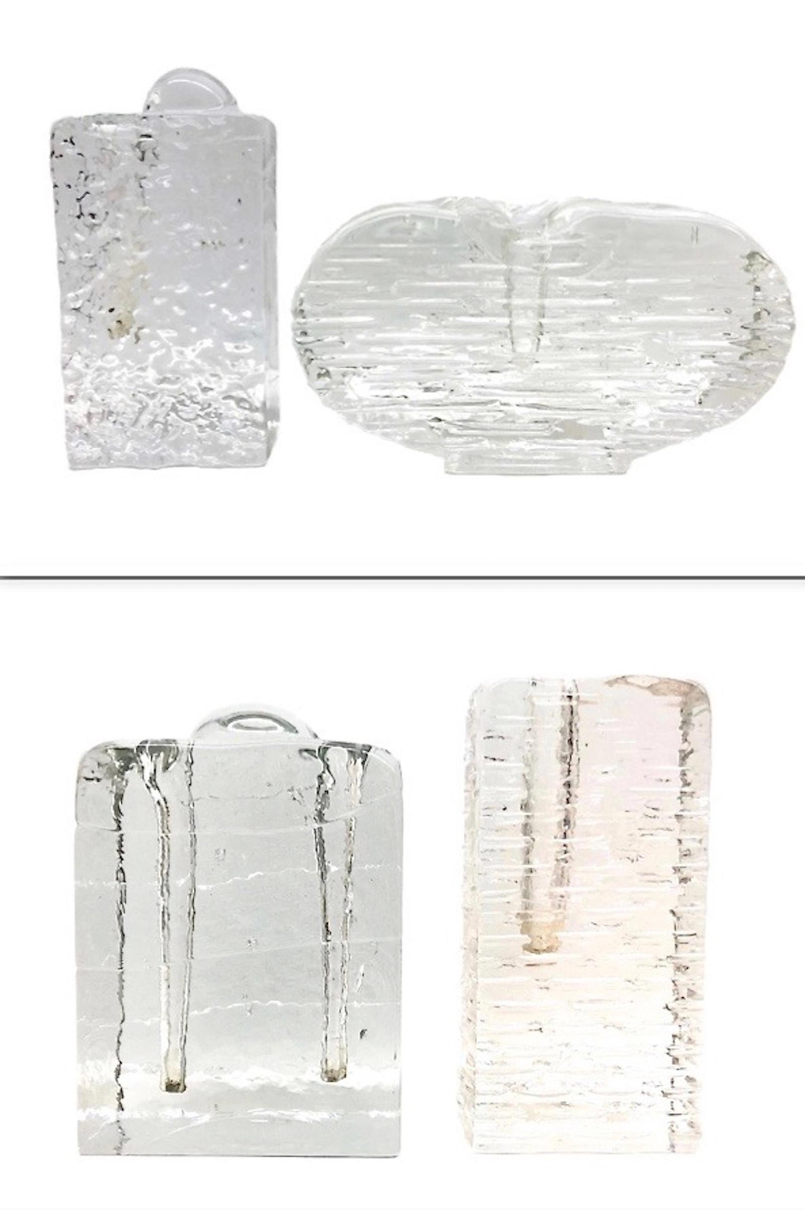 Mid-20th Century Collection of 4 Ice Block Glass 