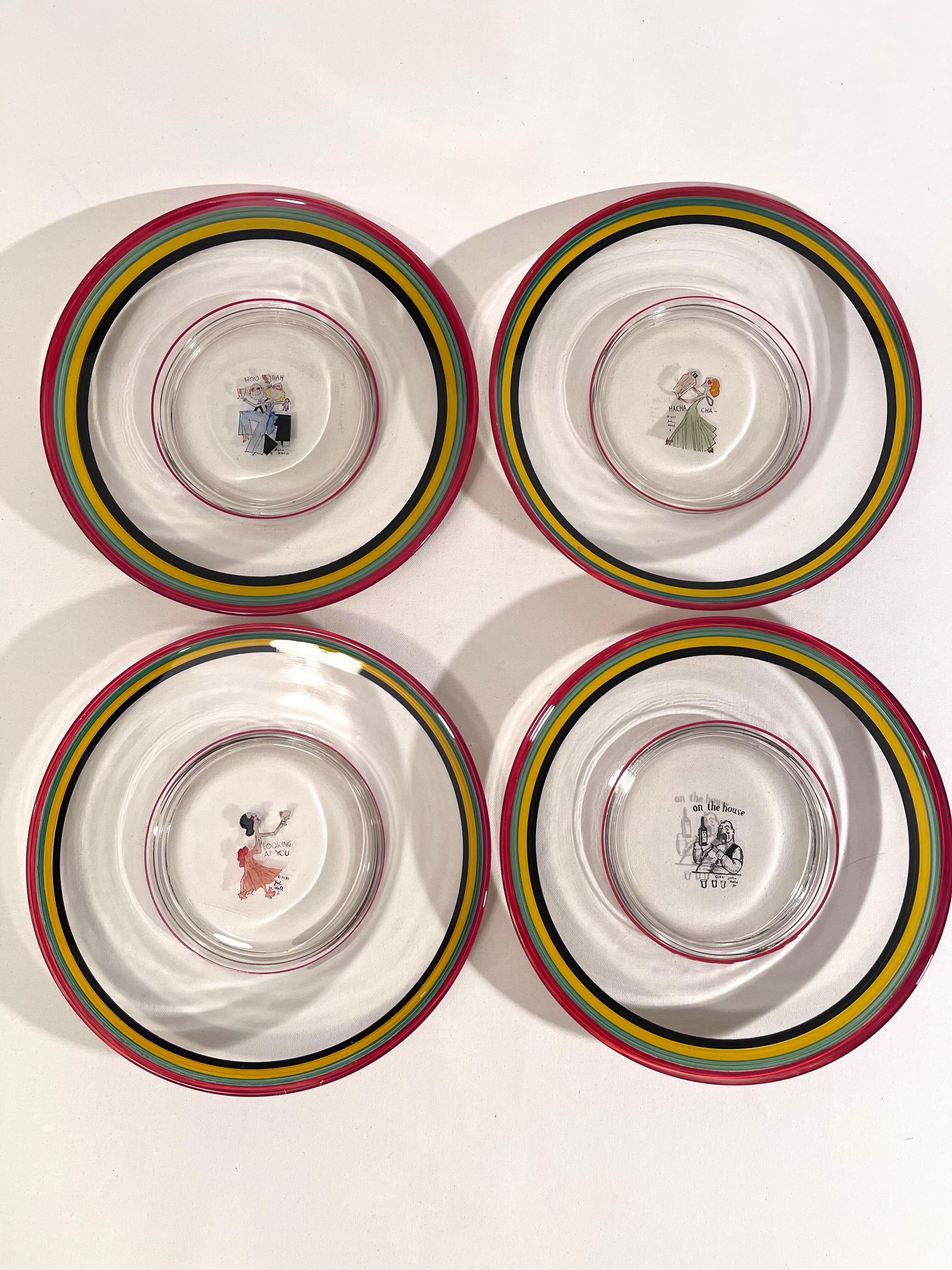 Collection of 4 John Held Jr. Gemalte Art Deco Cocktail Bar Servierplatten 1932 im Angebot 4