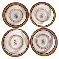 Collection of 4 John Held Jr. Painted Art Deco Cocktail Bar Serving Plates 1932