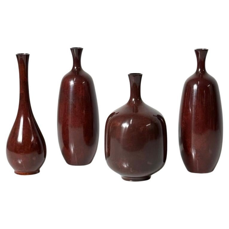 Sammlung von 4 japanischen Ikebana-Bud-Vasen aus der Mitte des 20. Jahrhunderts um 1950 im Angebot