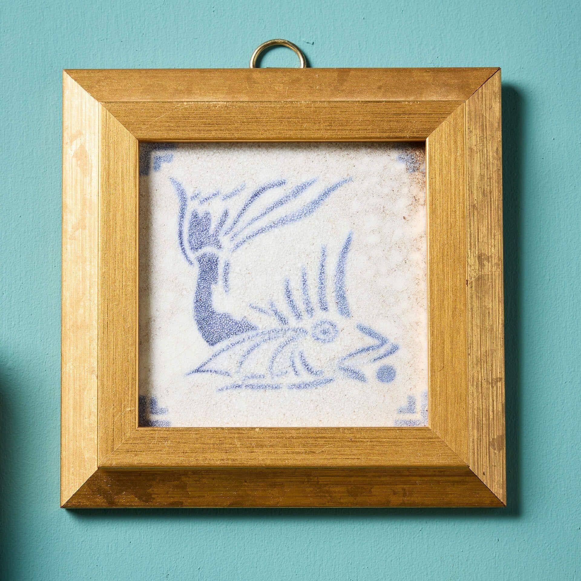 Smaltato Collection'S di 4 piastrelle decorative riciclate in cornici in vendita