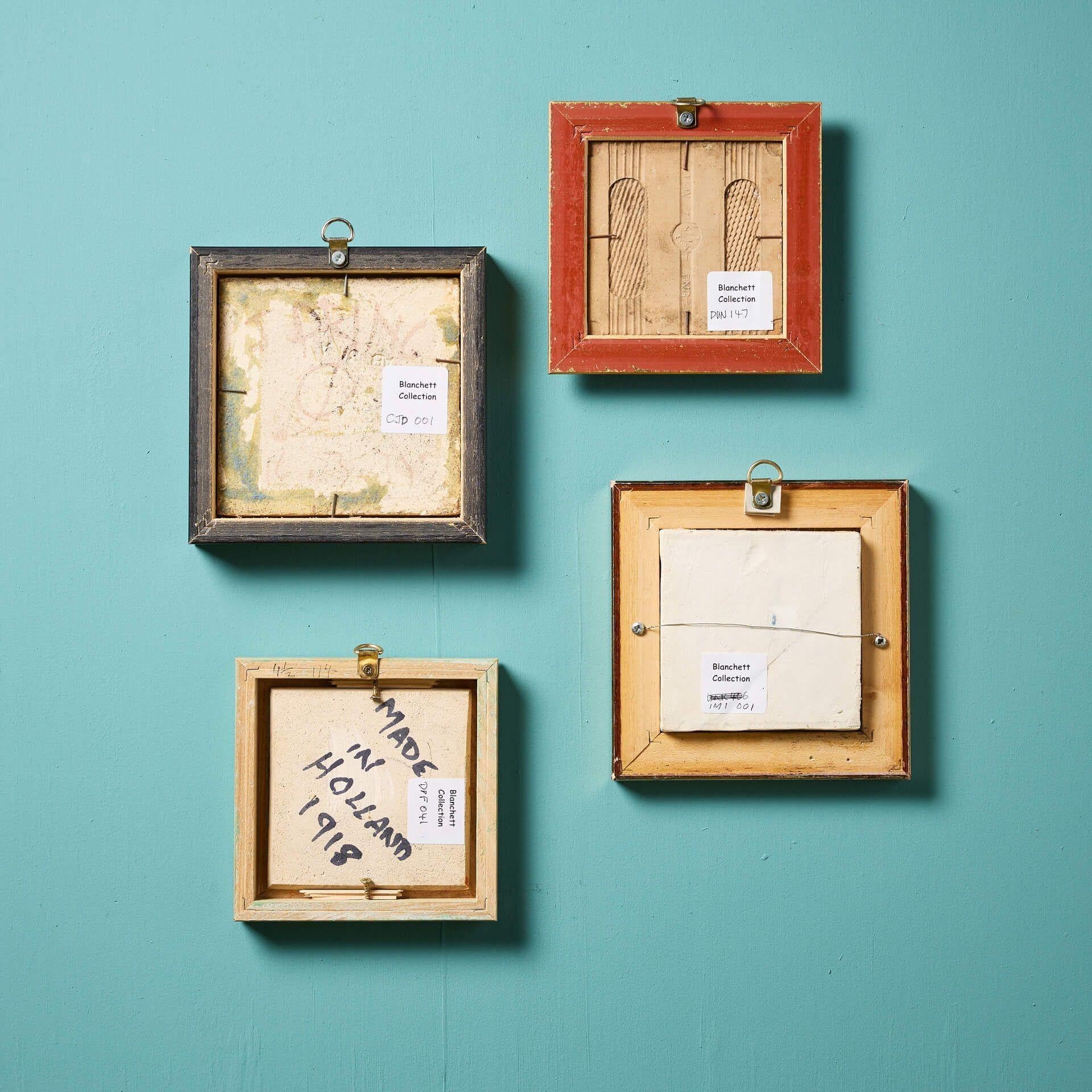 XX secolo Collection'S di 4 piastrelle decorative riciclate in cornici in vendita