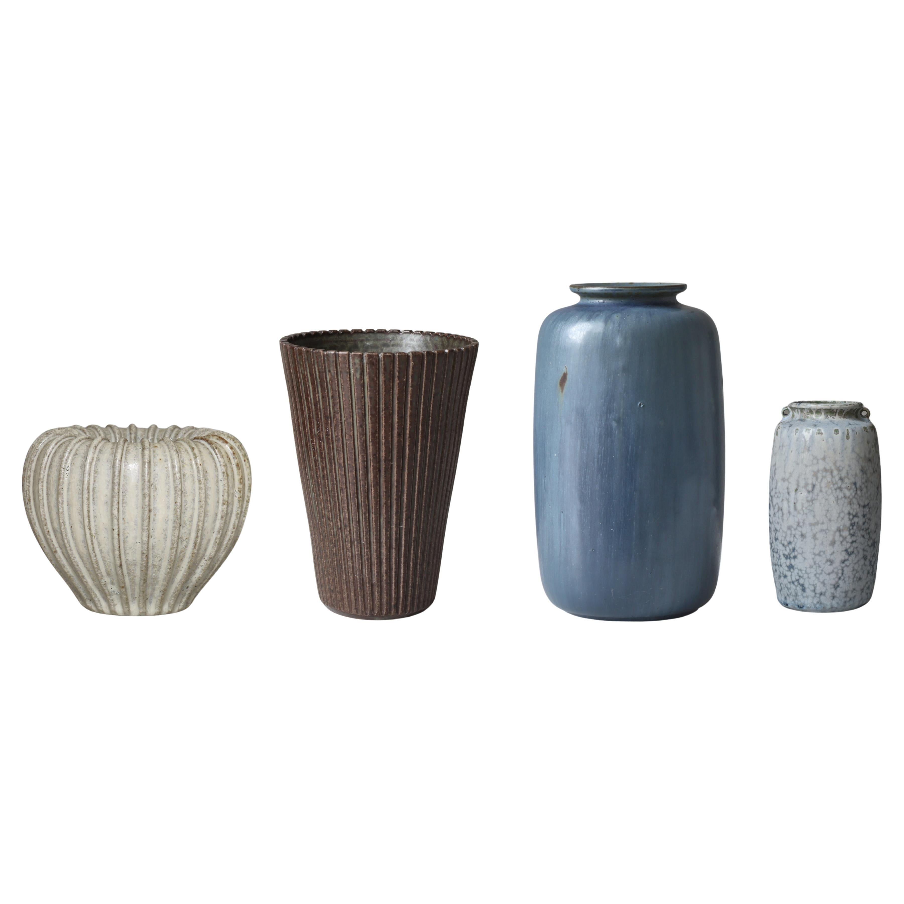 Collection of 4 Unique Arne Bang Vases, Own Studio, Denmark, 1930