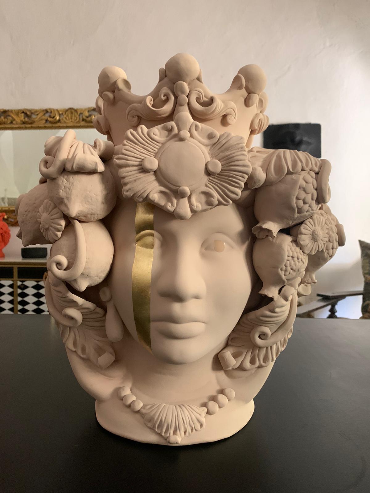Collection of 4 Vases Moor Head, Handmade in Italy, 2019, Unique Design In New Condition For Sale In San Miniato PI, IT