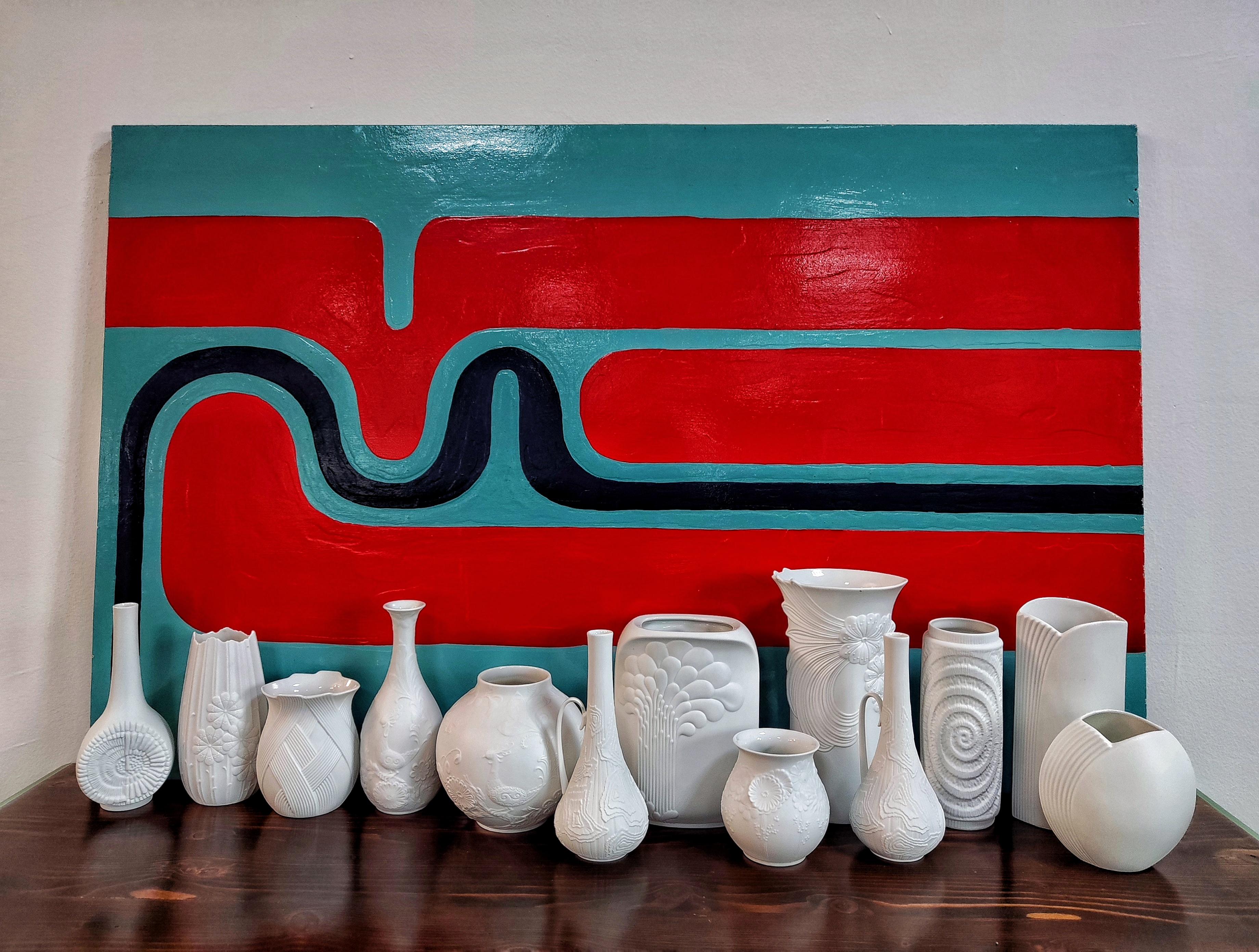 Collection of 40 Vintage Bisque Porcelain Vases by Various German Artists, 1970s For Sale 4