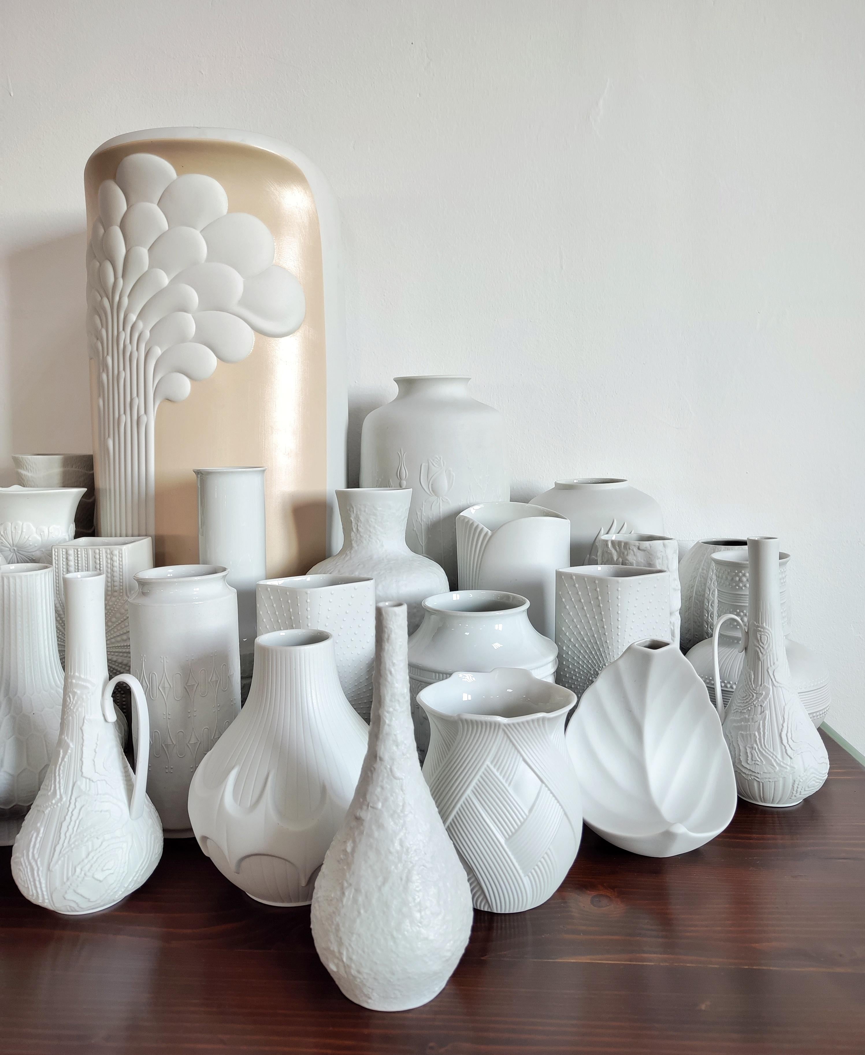 Mid-Century Modern Collection of 40 Vintage Bisque Porcelain Vases by Various German Artists, 1970s For Sale