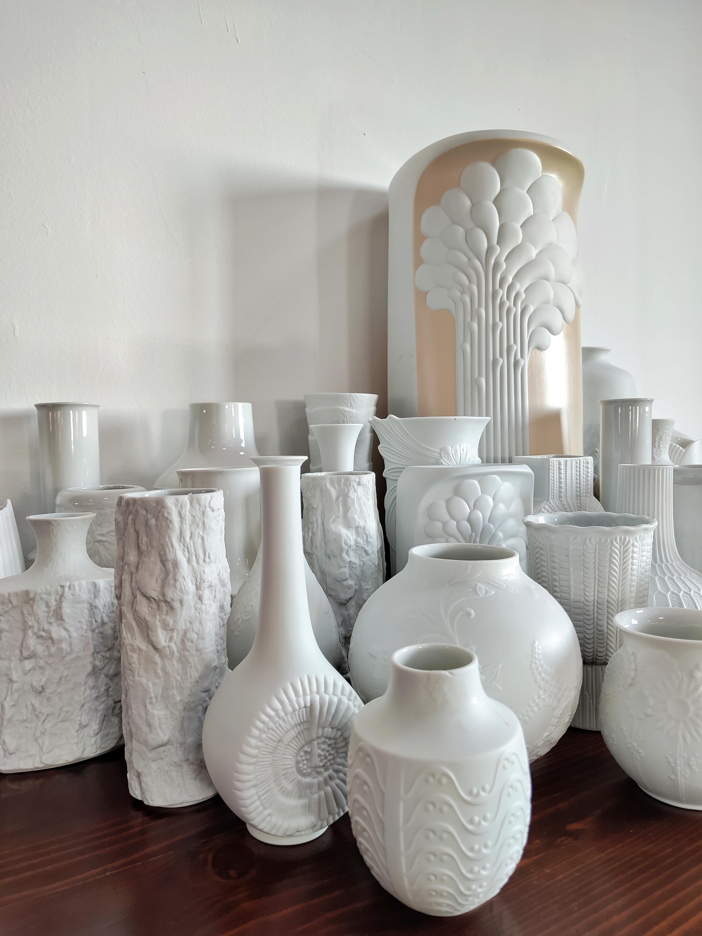 Collection of 40 Vintage Bisque Porcelain Vases by Various German Artists, 1970s For Sale 1