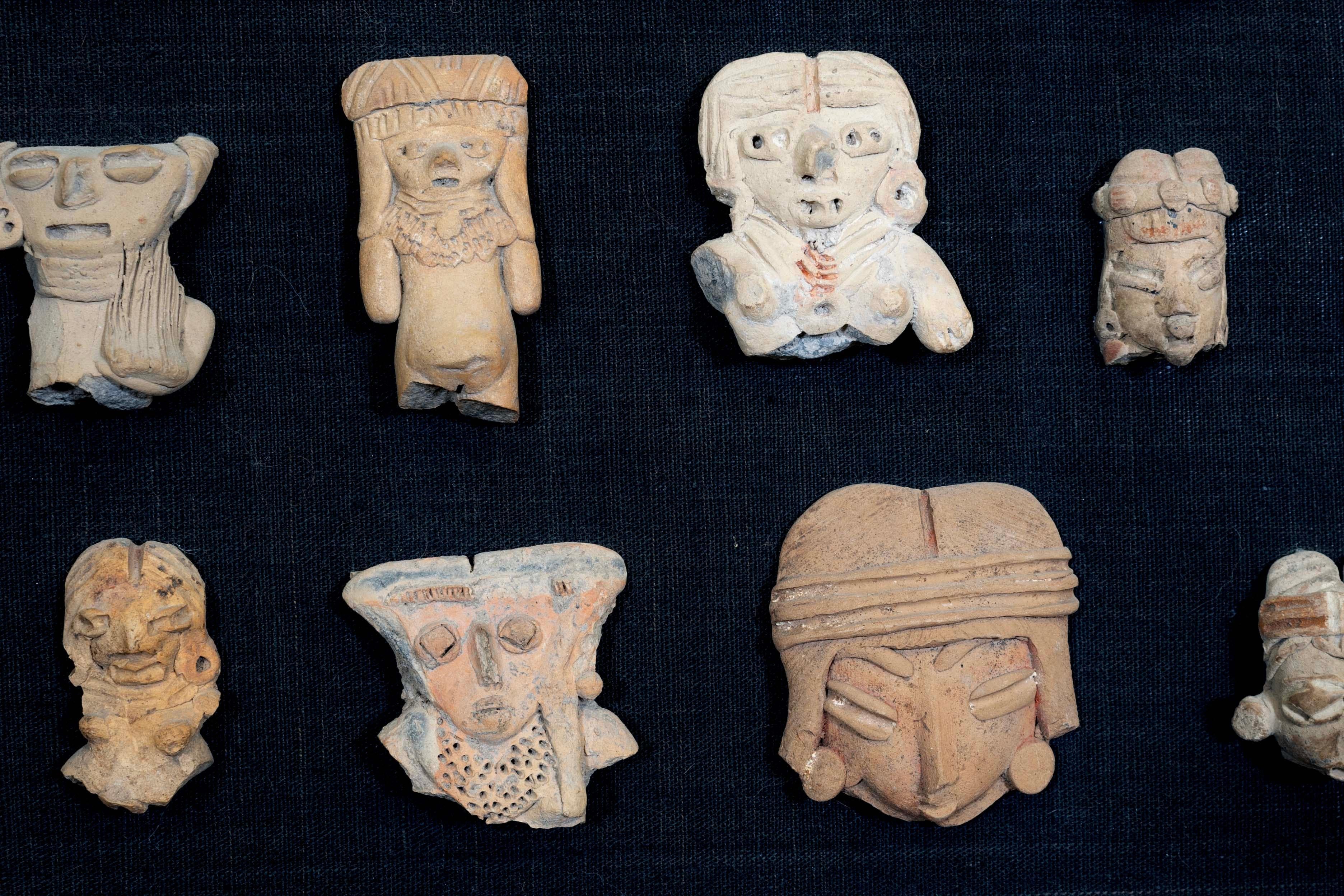 Unknown Collection of 48 Antique Pre-Columbian Hand-Built Pottery Heads & Bust Artifacts