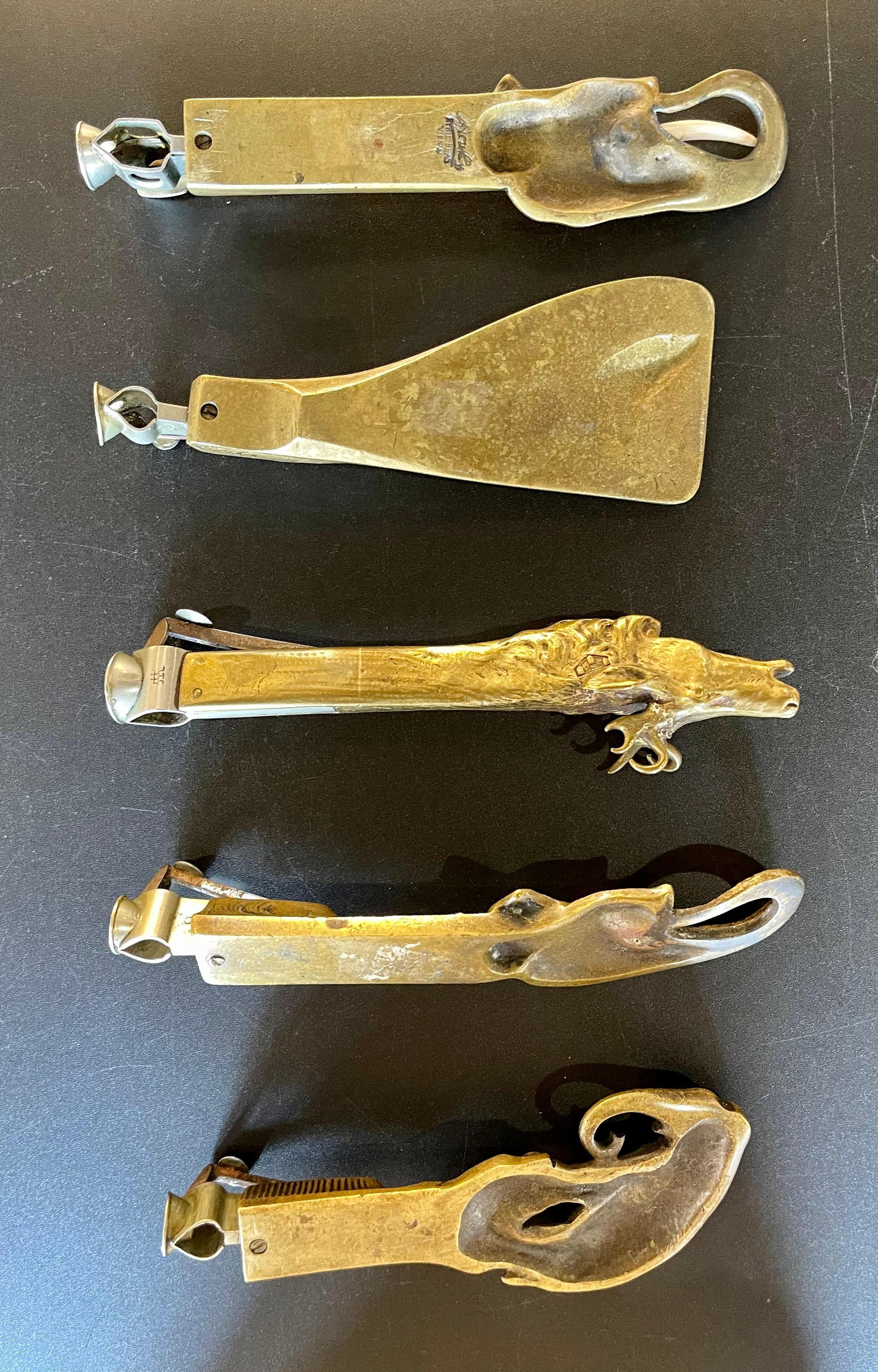Collection of 5 Antique Metal Cigar Cutters Deer and Elephants 3