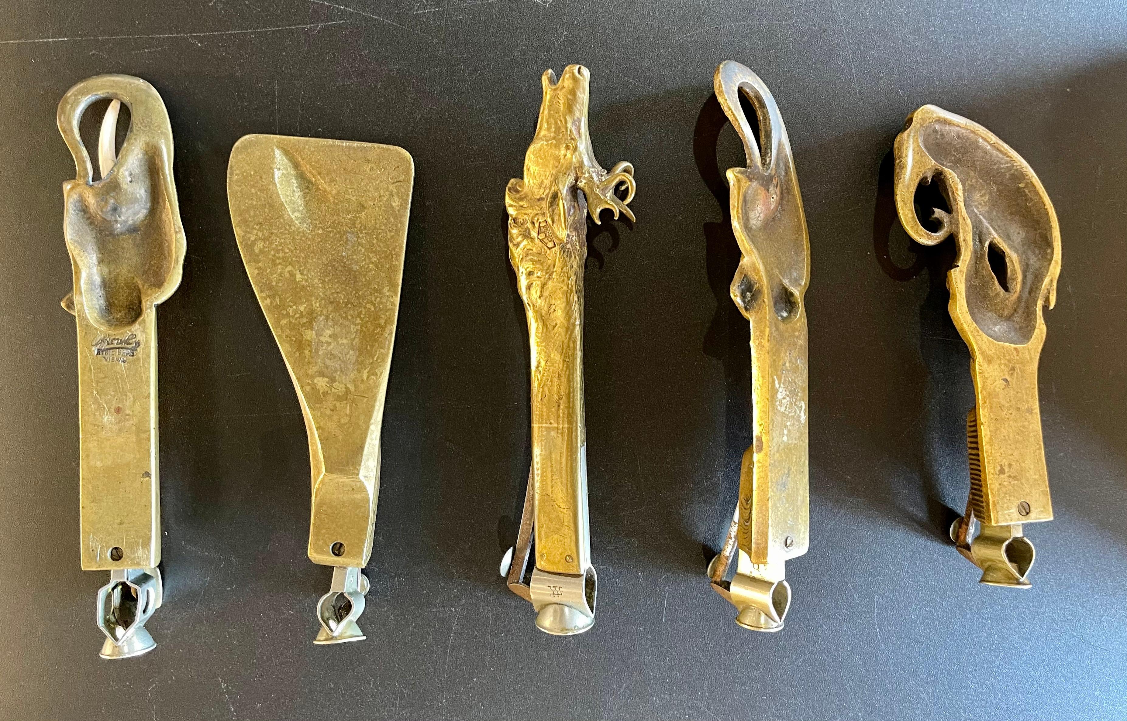 Collection of 5 Antique Metal Cigar Cutters Deer and Elephants 6