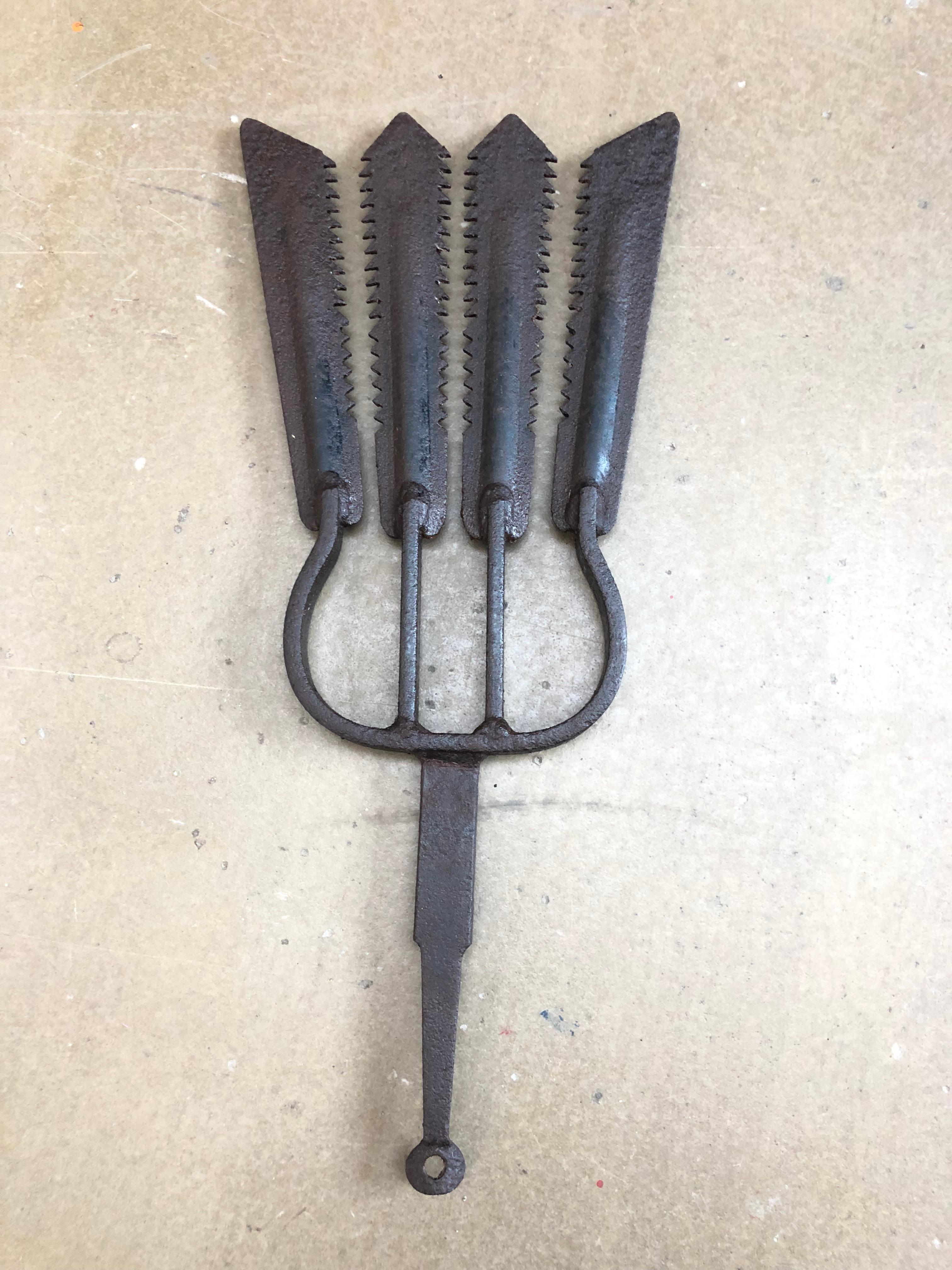 Collection of 5 Antique Wrought Iron Eel Forks For Sale 5