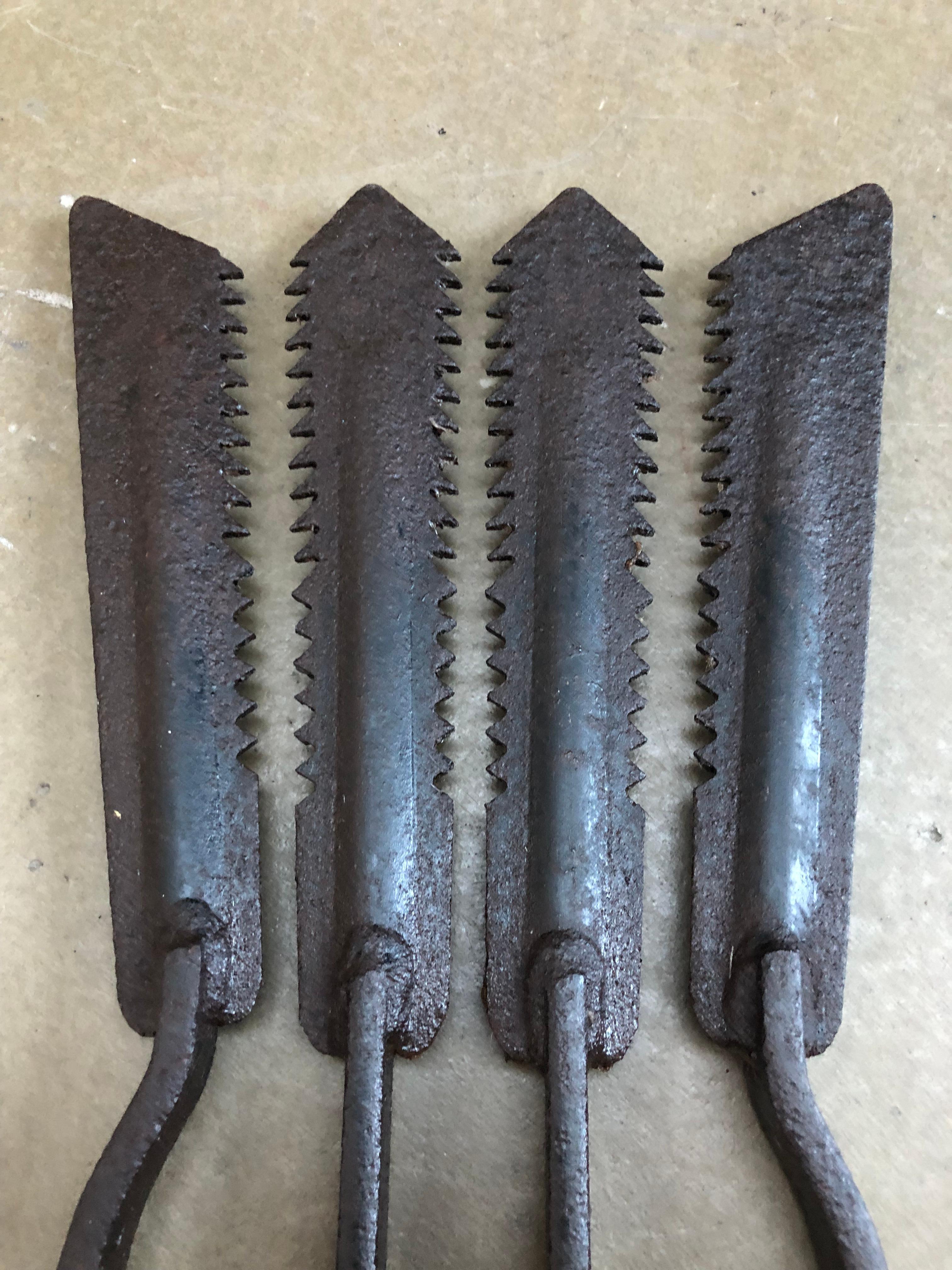Collection of 5 Antique Wrought Iron Eel Forks For Sale 6