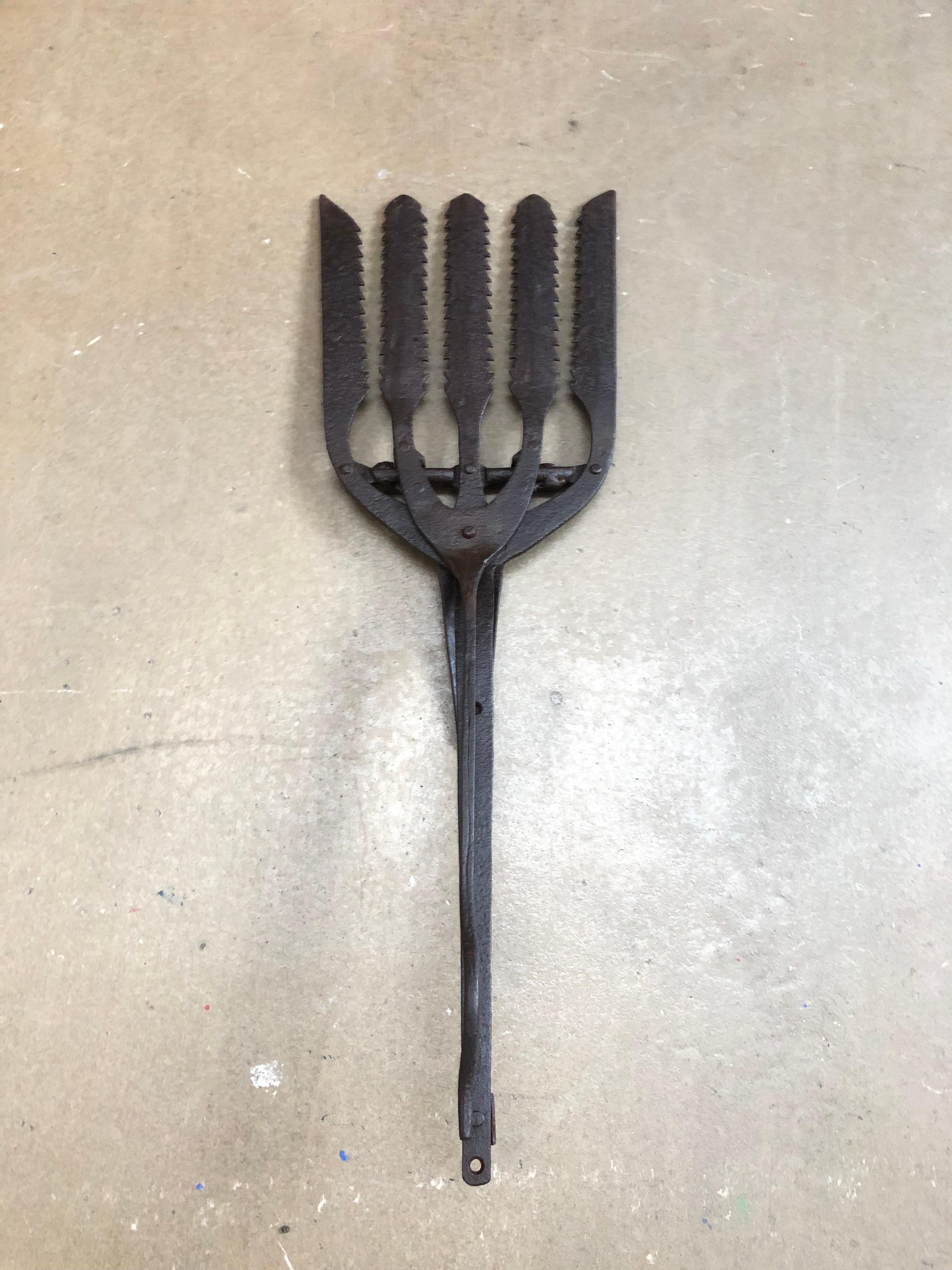 Hand-Crafted Collection of 5 Antique Wrought Iron Eel Forks