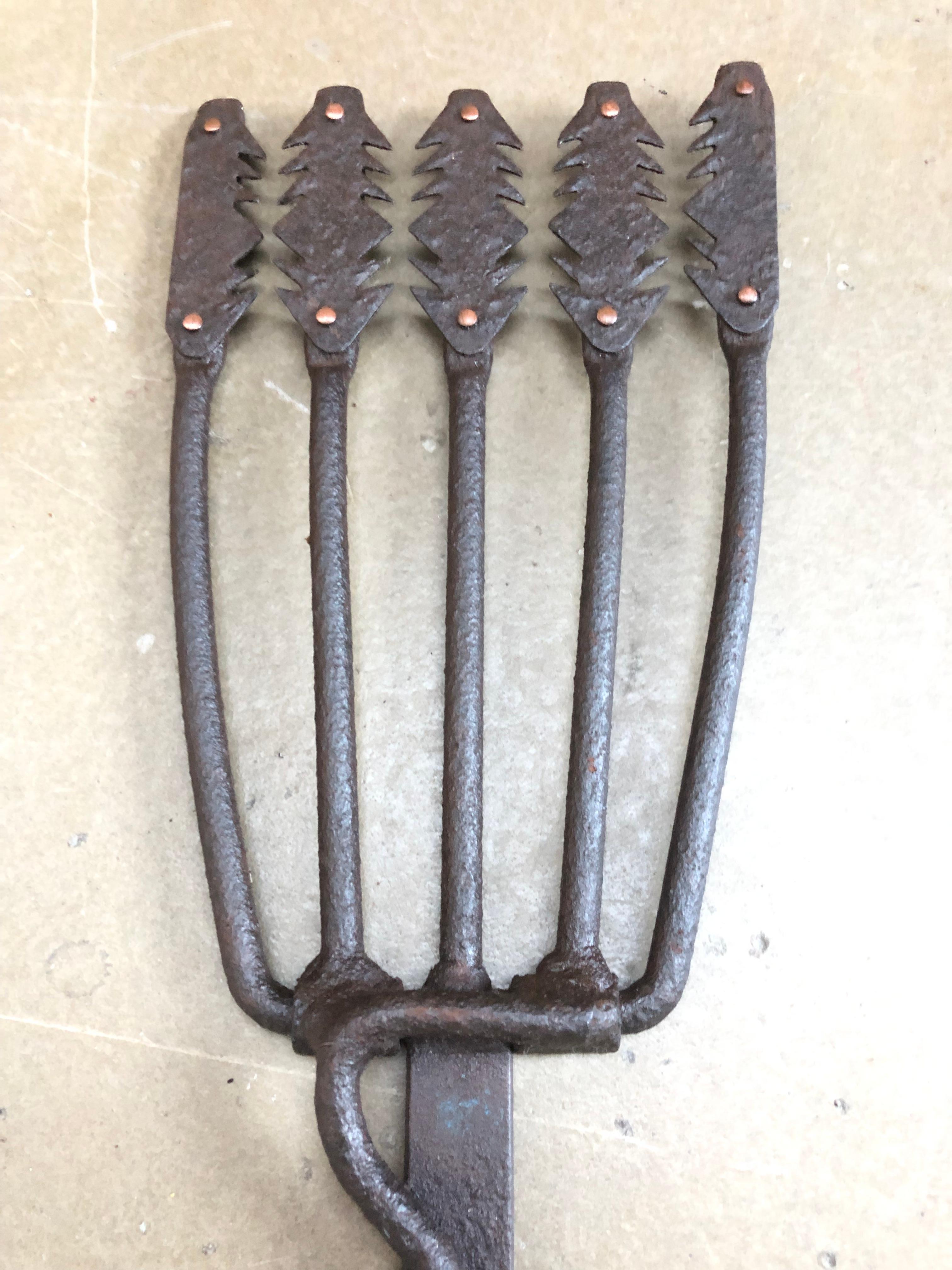Collection of 5 Antique Wrought Iron Eel Forks 1