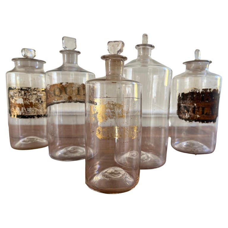Collection of 5 Apothecary Bottles, Circa 1850 For Sale at 1stDibs