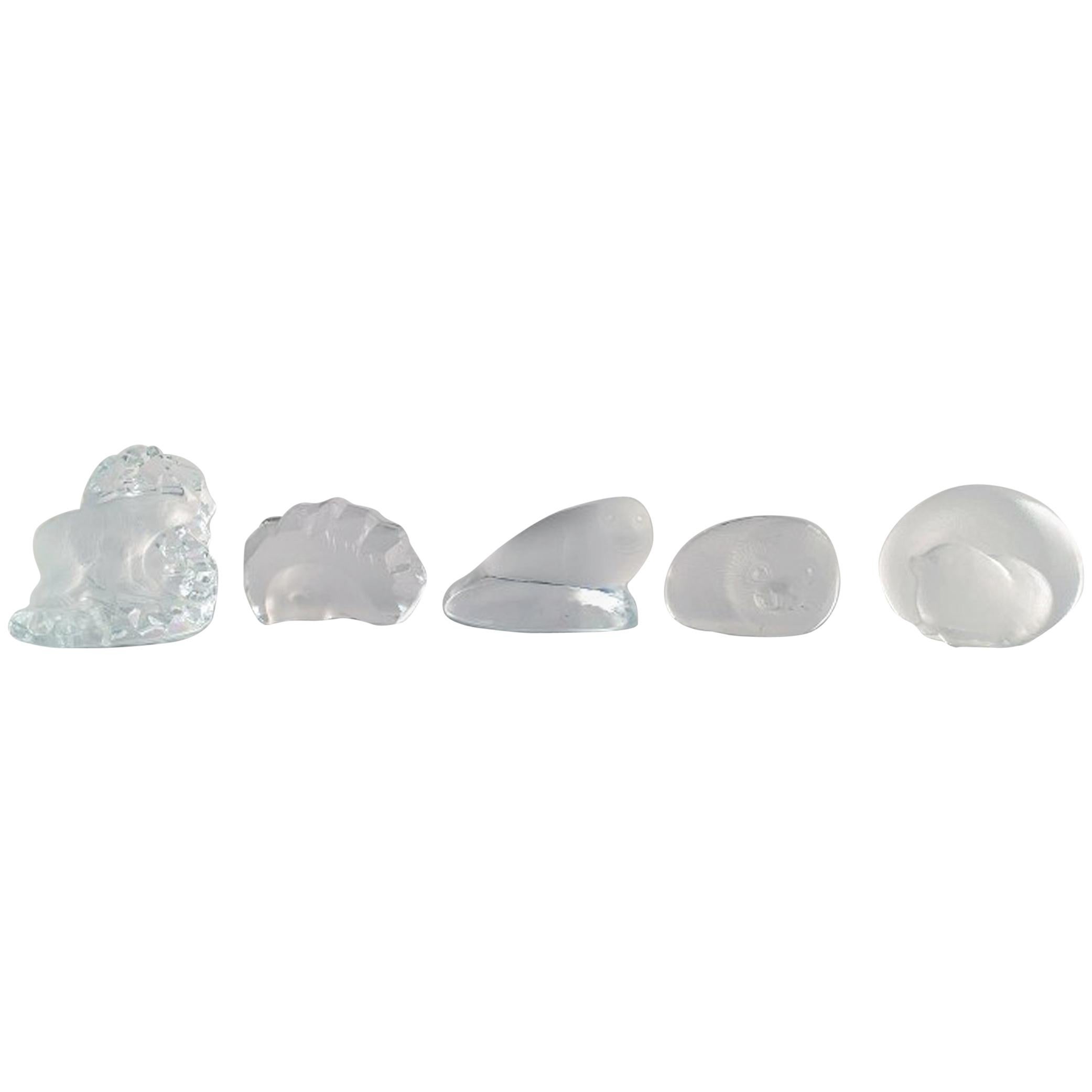Collection de 5 sculptures en verre d'art à motifs d'animaux arctiques, années 1980 en vente
