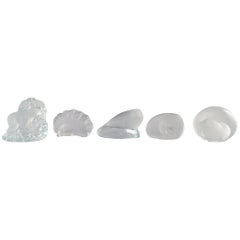 Collection of 5 Art Glass Sculptures with Arctic Animal Motifs, 1980s