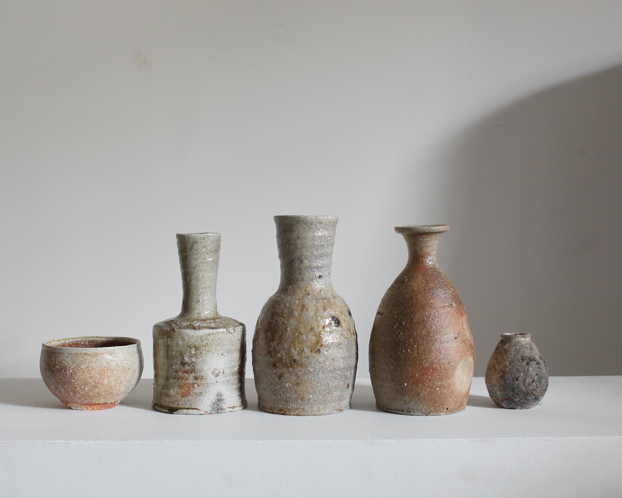 Ceramic Collection of 5 C.1960s Japanese Wabi Sabi Mashiko Vessels (12) For Sale