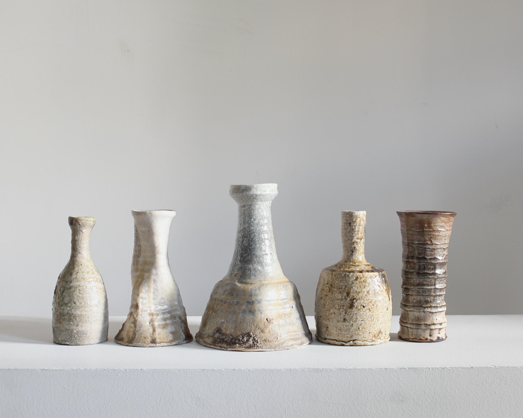 Ceramic Collection of 5 C.1960s Japanese Wabi Sabi Mashiko Vessels (3) For Sale