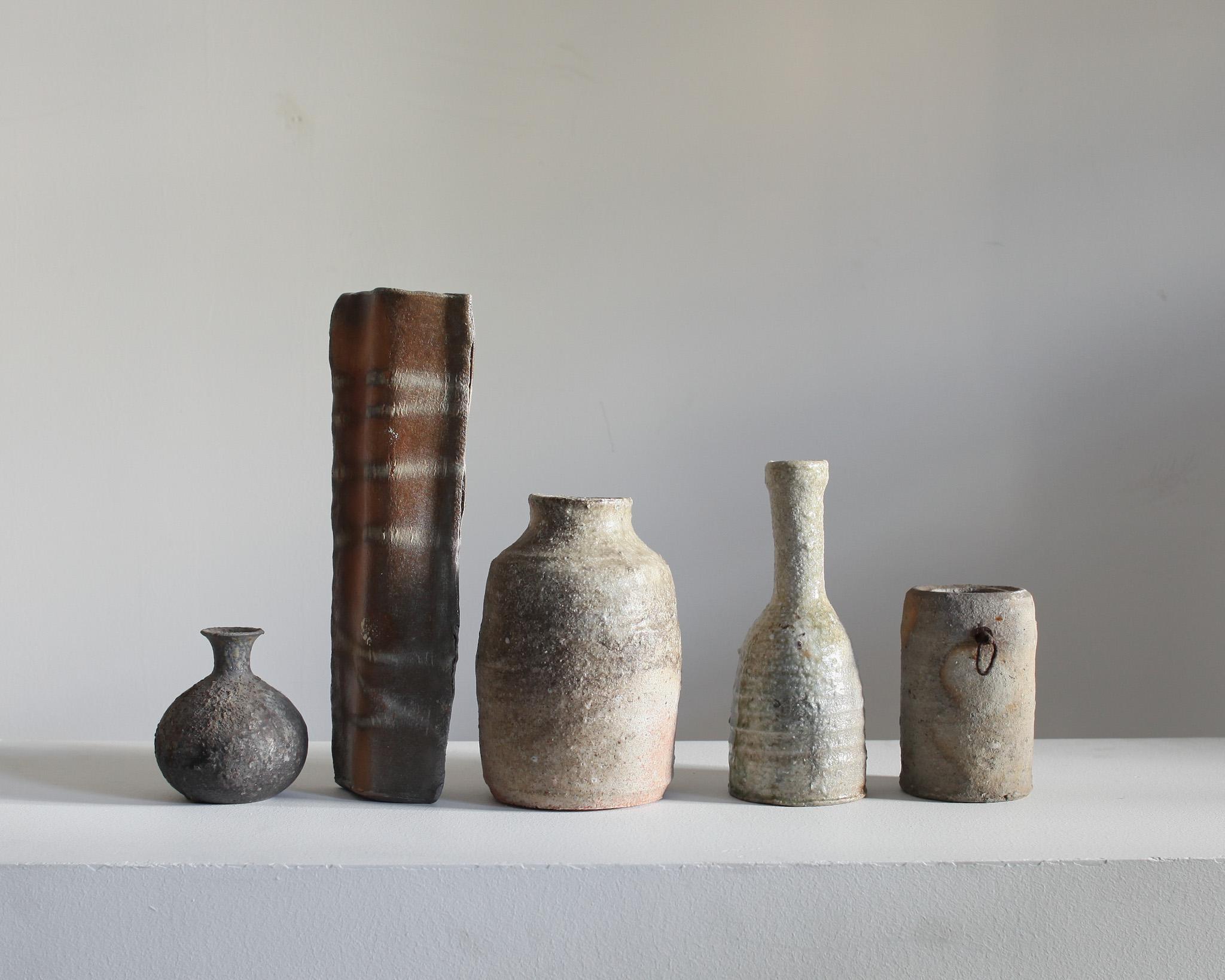 Ceramic Collection of 5 C.1960s Japanese Wabi Sabi Mashiko Vessels (5) For Sale