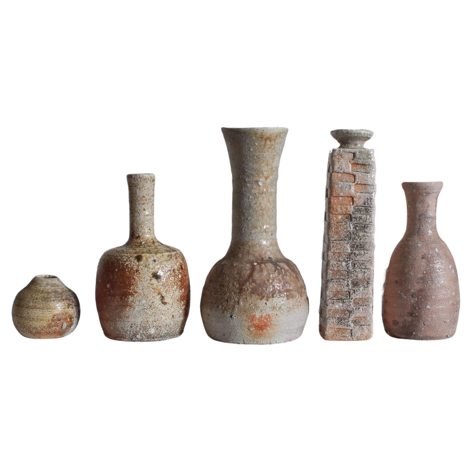 Sammlung von 5 japanischen Wabi Sabi Mashiko-Gefäßen aus den 1960er Jahren (7)
