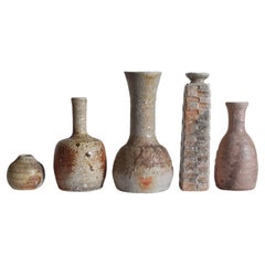 Sammlung von 5 japanischen Wabi Sabi Mashiko-Gefäßen aus den 1960er Jahren (7)
