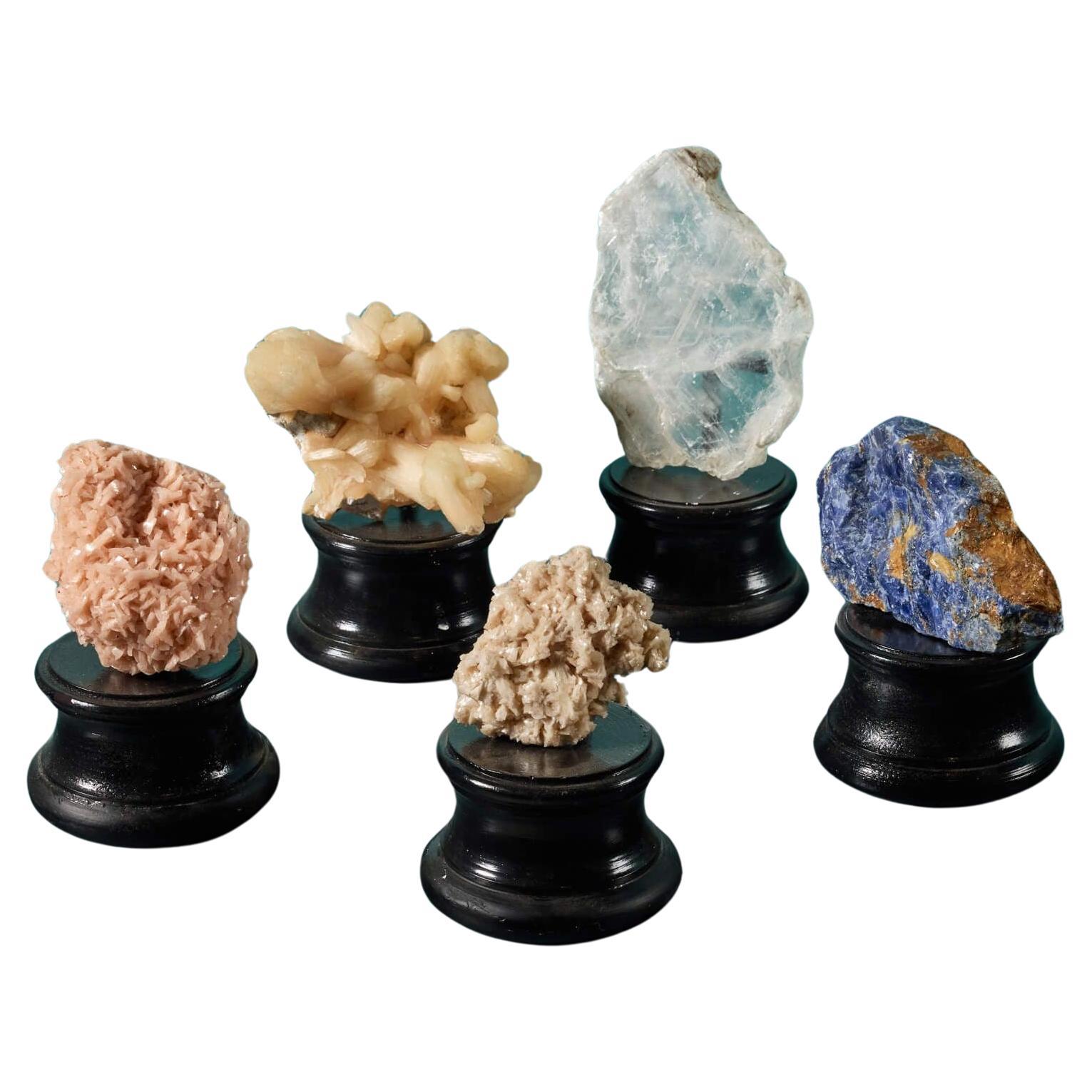 Collection of 5 Cabinet Natural Mineral Specimens For Sale
