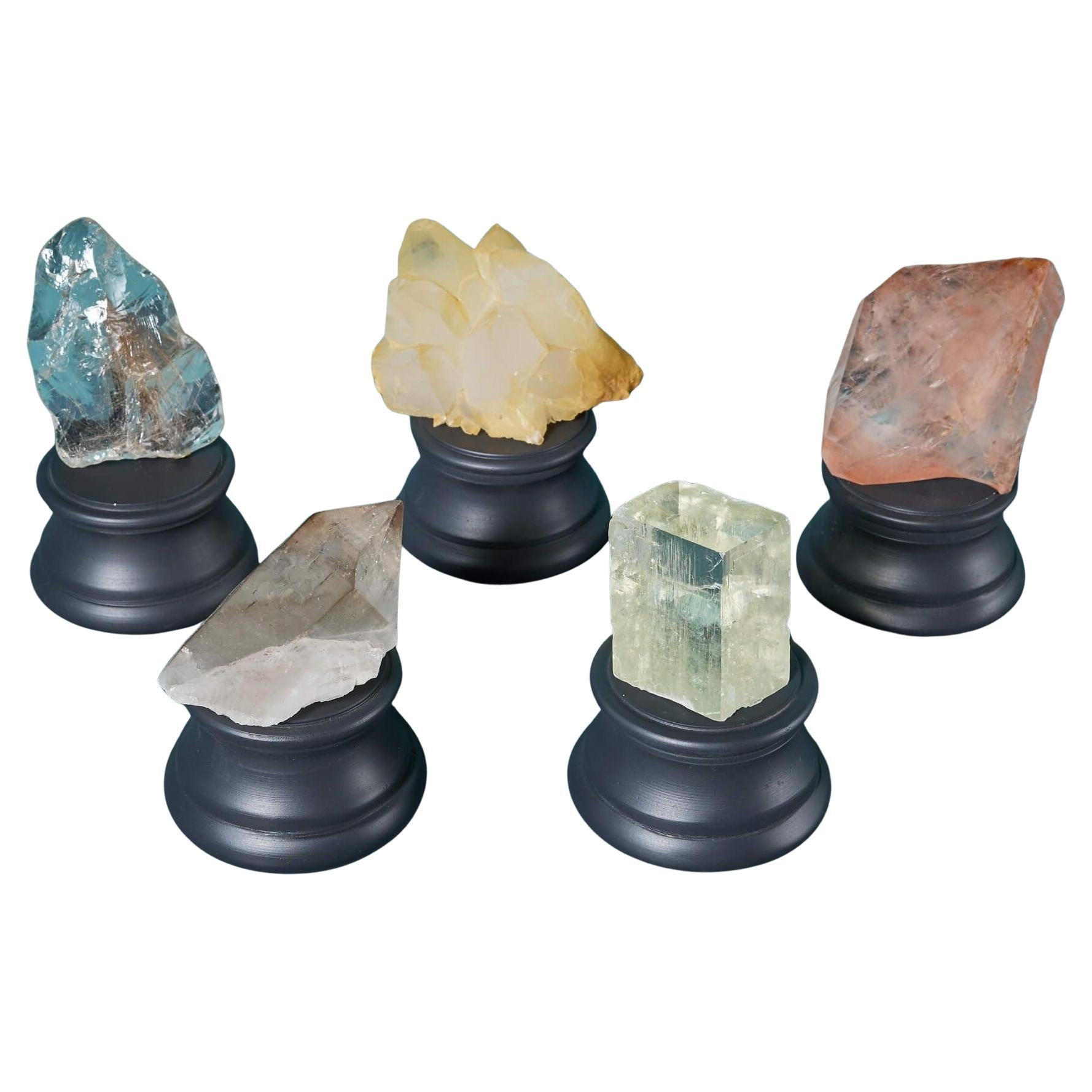Collection of 5 Cabinet Quartz & Calcite Specimens For Sale