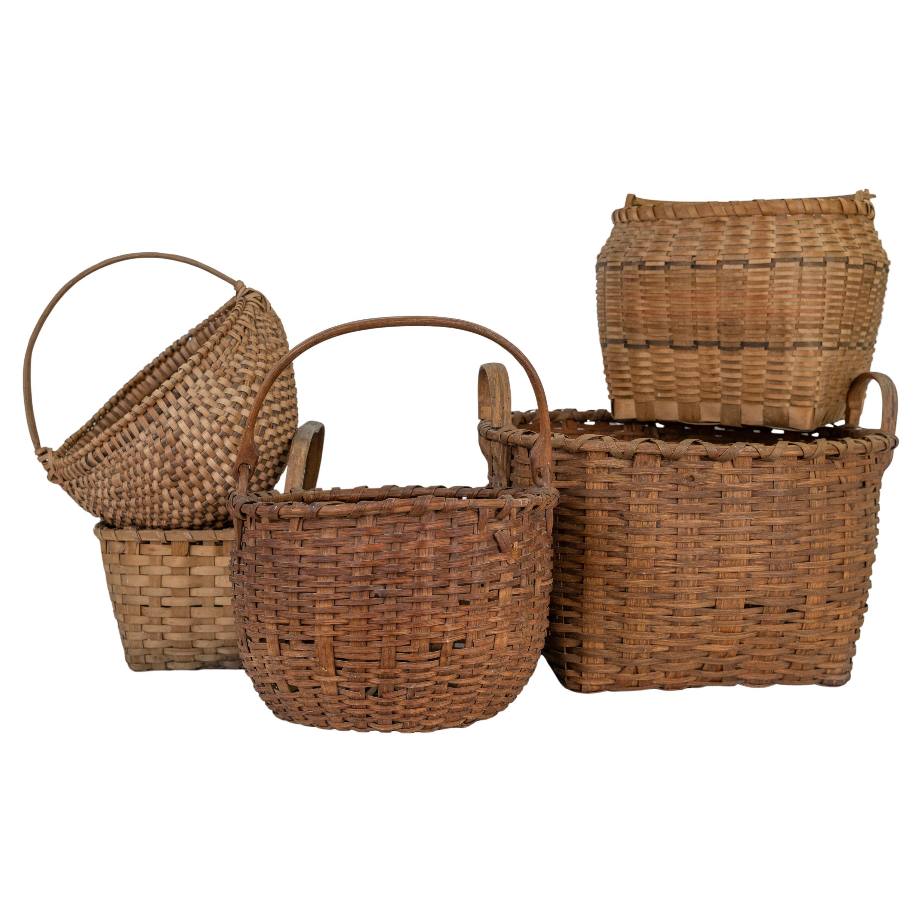 Collection of 5 Early 20th Century American Woven baskets