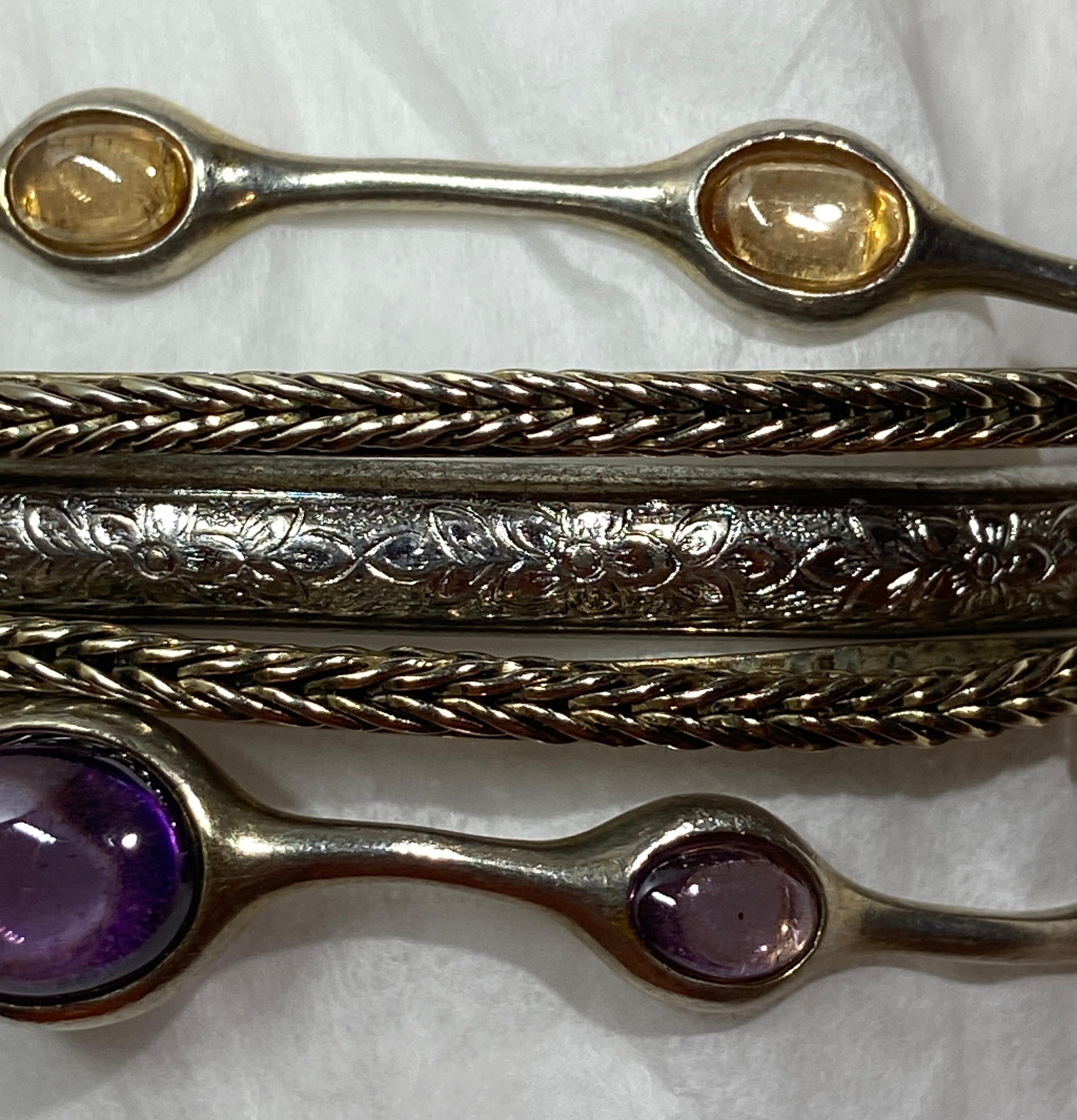 Collection Of 5 Multi Designed Sterling Silver Bracelets For Sale 7