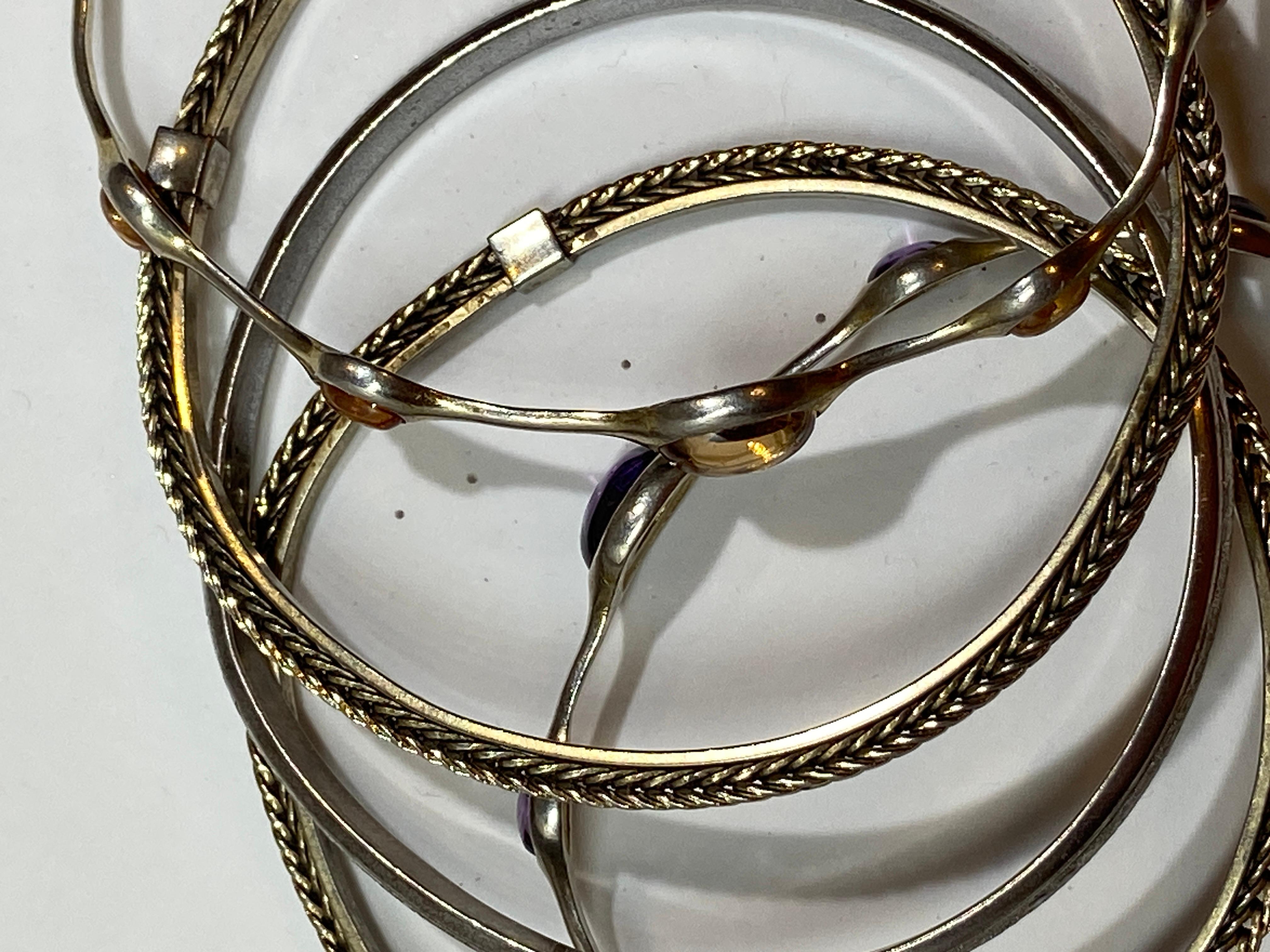 Collection Of 5 Multi Designed Sterling Silver Bracelets For Sale 9