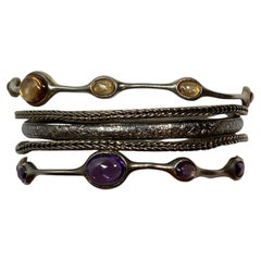 Collection de 5 bracelets en argent sterling à motifs multiples