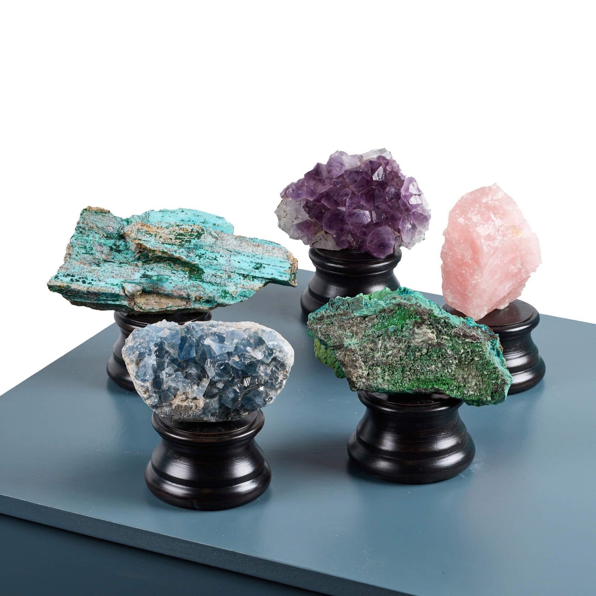 Collection of 5 Natural Mineral Specimens In Fair Condition For Sale In Wormelow, Herefordshire