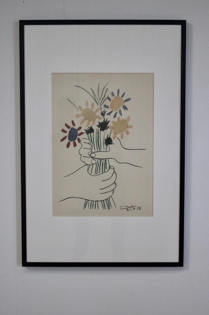 Paper Collection of 5 Original Picasso Framed Posters Dating from 1956-1990 For Sale