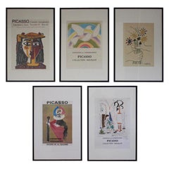 Collection of 5 Original Picasso Framed Posters Dating from 1956-1990