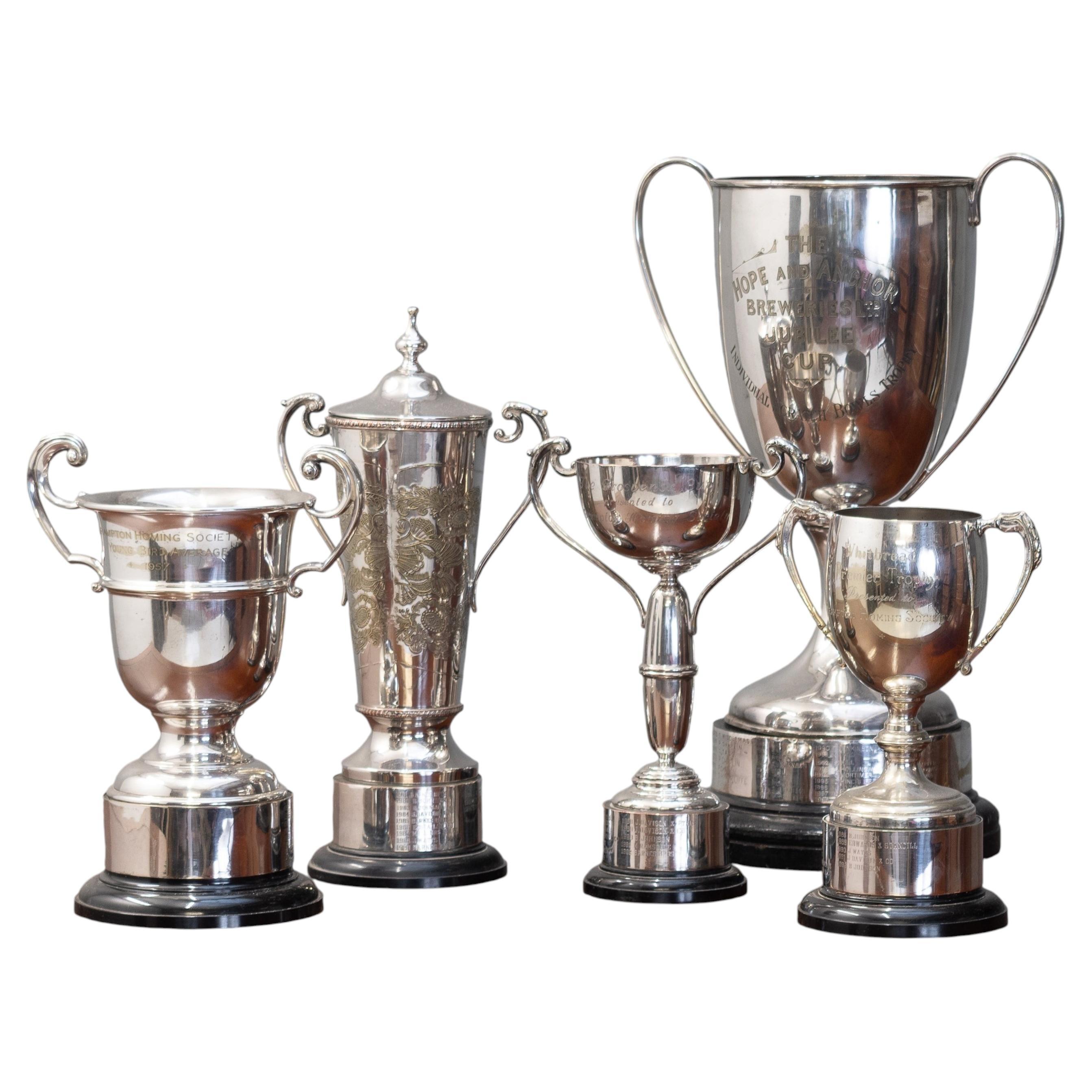 Collection of 5 Silver Plated Trophies