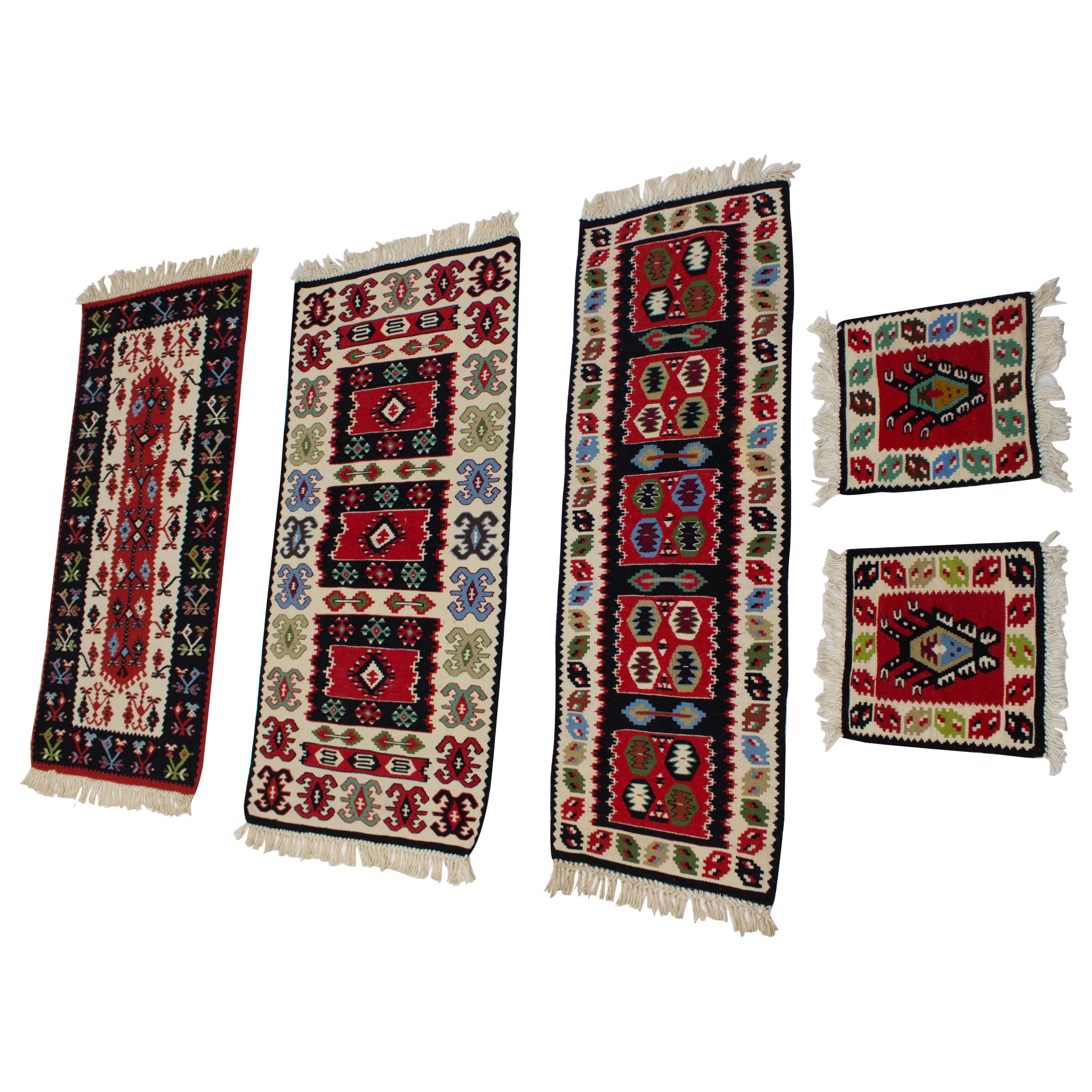 Collection of 5 Wool Kilim Rugs, 1960s